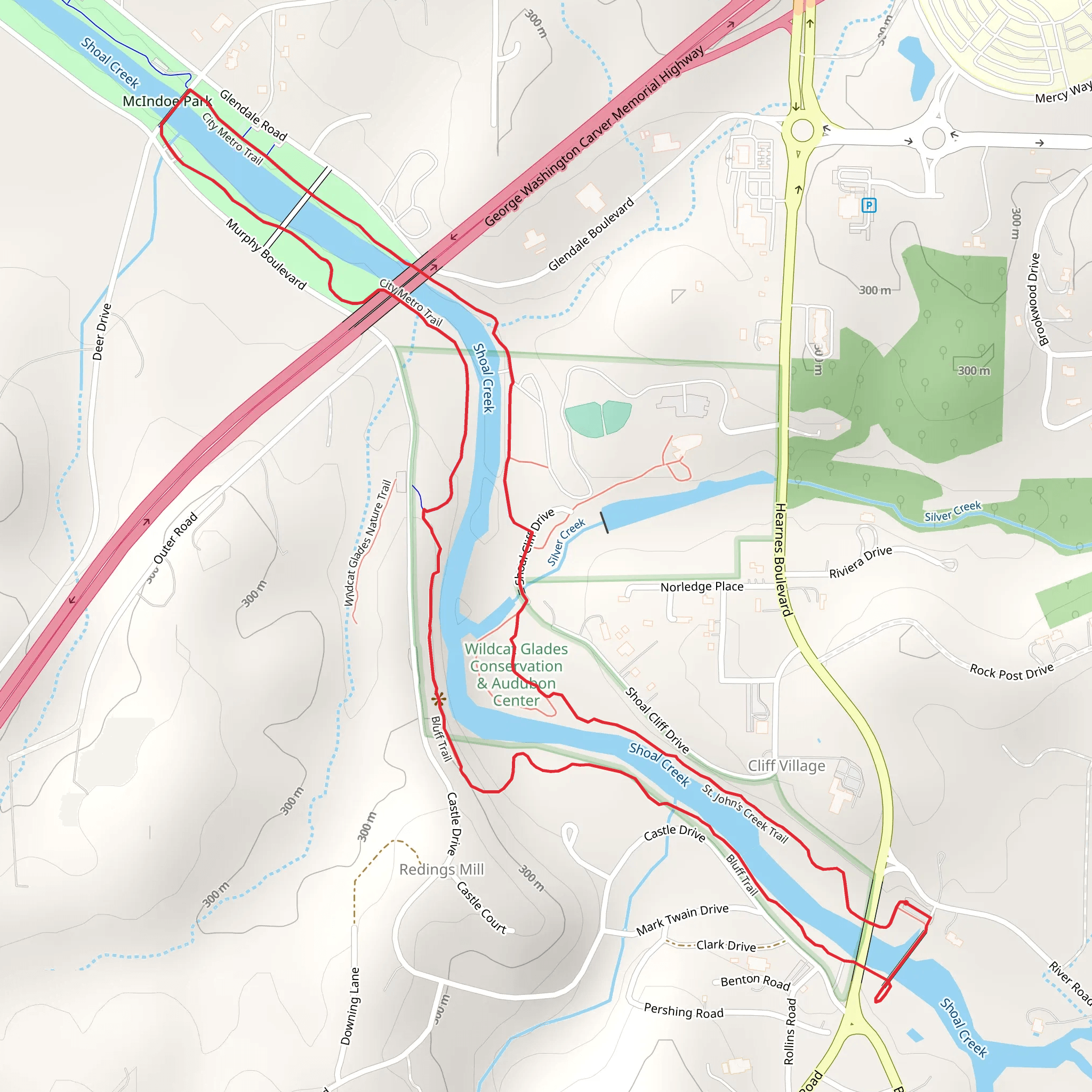Bluff and St John's Creek Loop Trail mobile static map