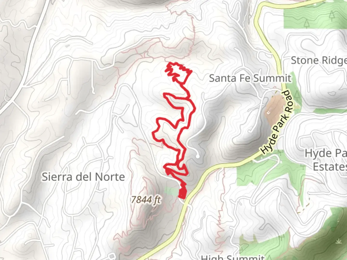 An image depicting the trail Le Piedra and West Le Piedra Loop and its surrounding area.