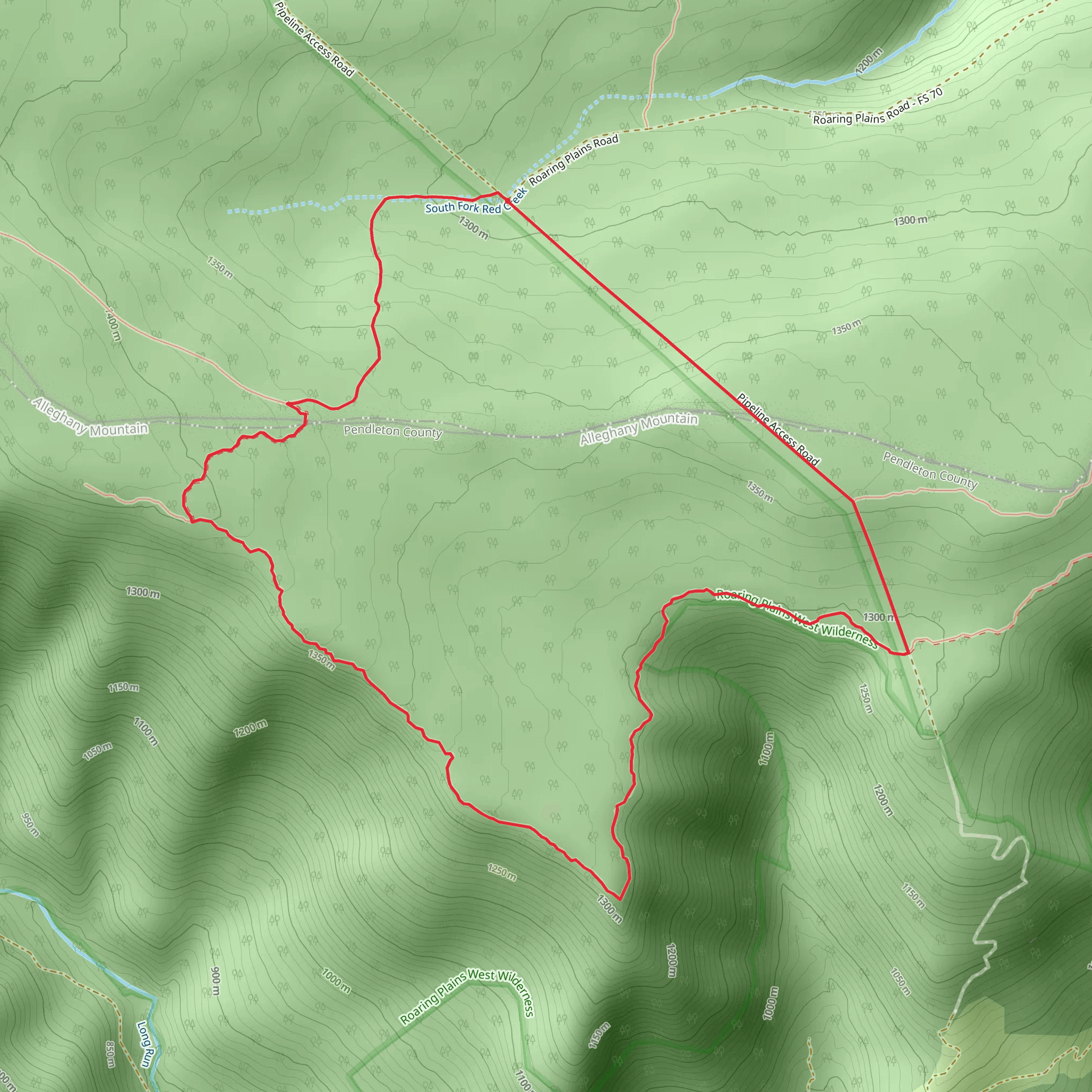 Roaring Plains and Canyon Rim Loop Trail mobile static map