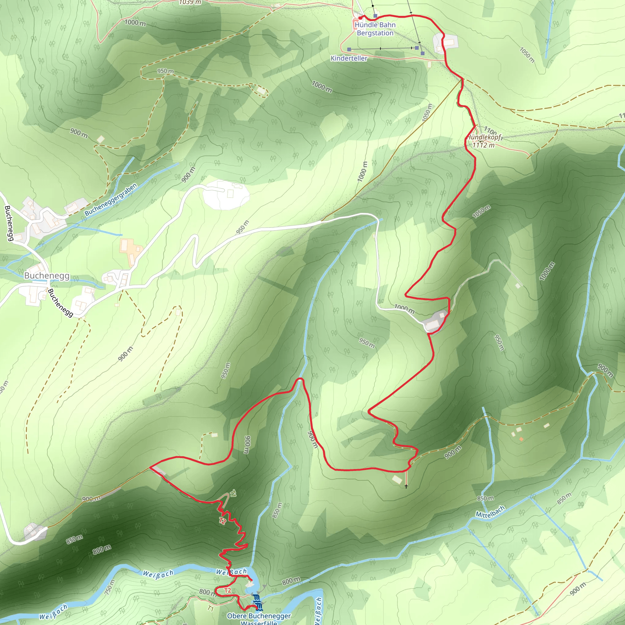 Buchenegger Wasserfälle Walk via Wandergebiet Oberstaufen mobile static map
