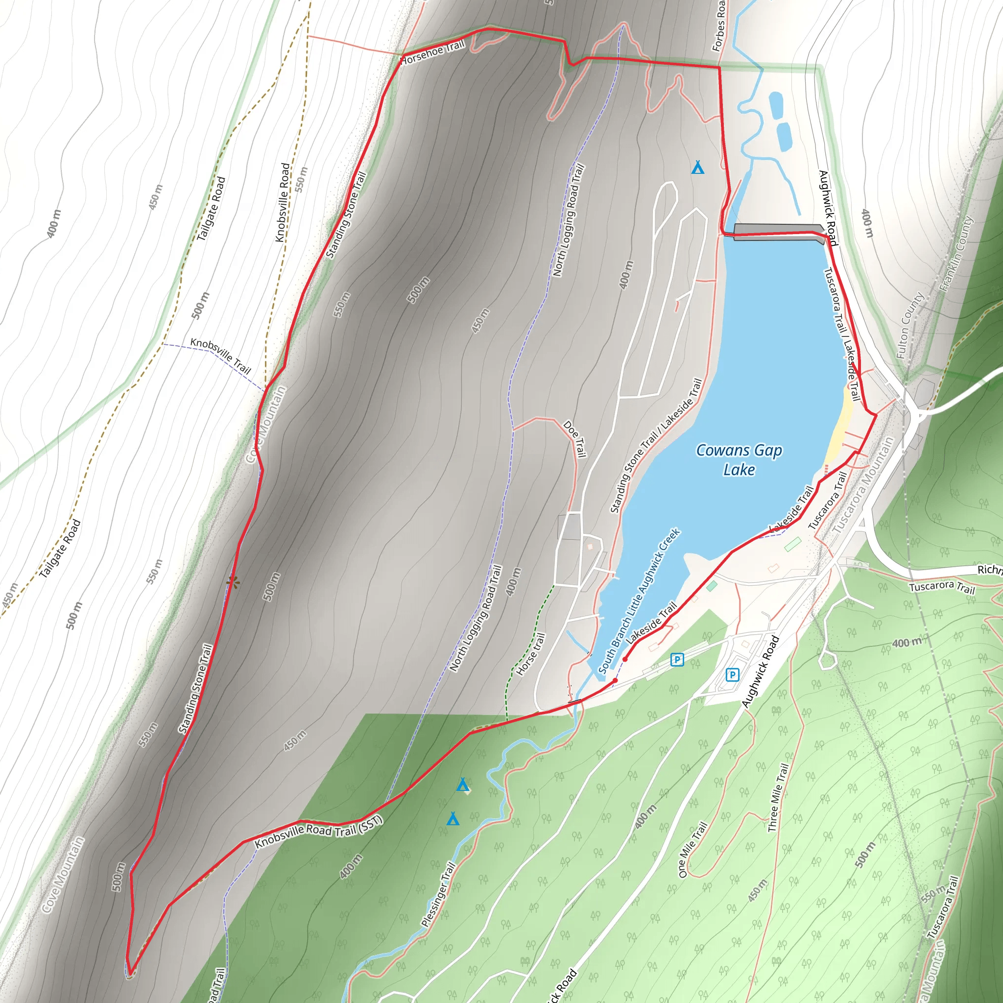 Cowans Gap Lake Loop mobile static map