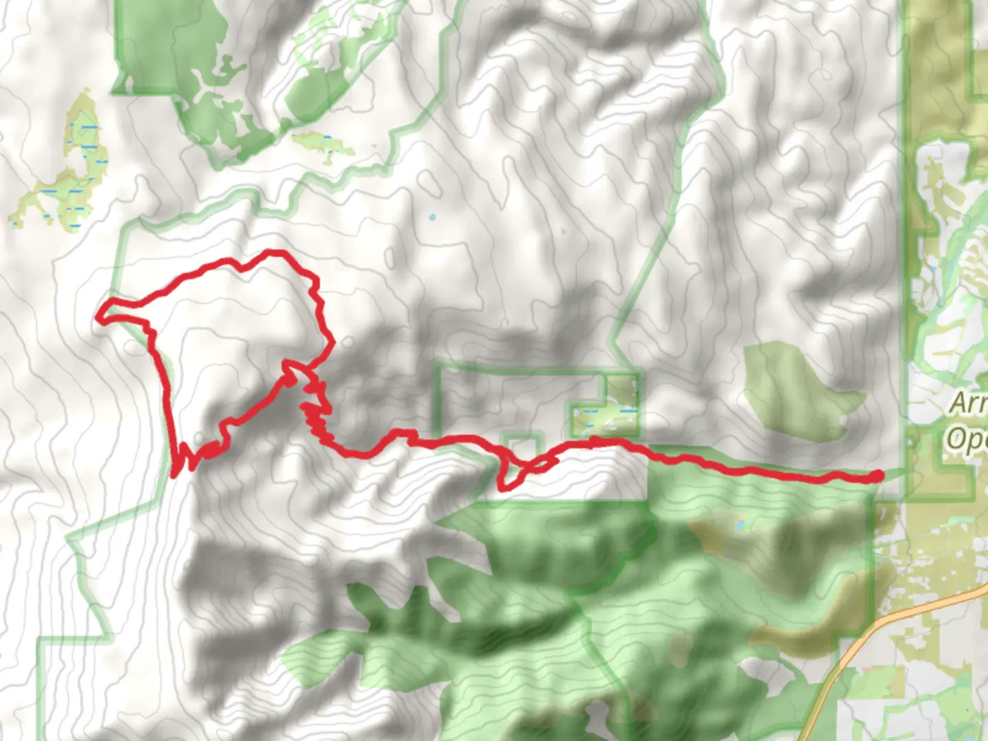 An image depicting the trail Rim to Reno North Loop via Upper Thomas Creek Trail and its surrounding area.