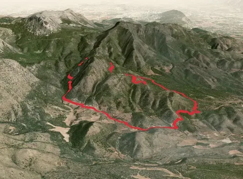 An image depicting the trail Purgatory Trail-Sierra Espuna PR MU 61 and its surrounding area.