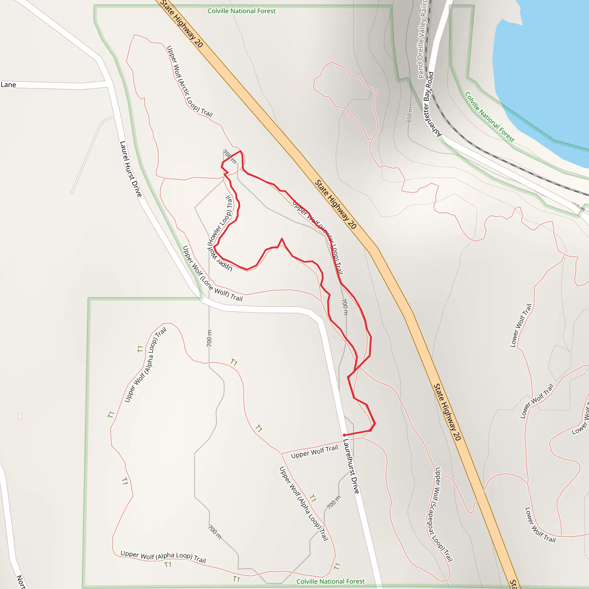Upper Wolf - Howler Trail mobile static map
