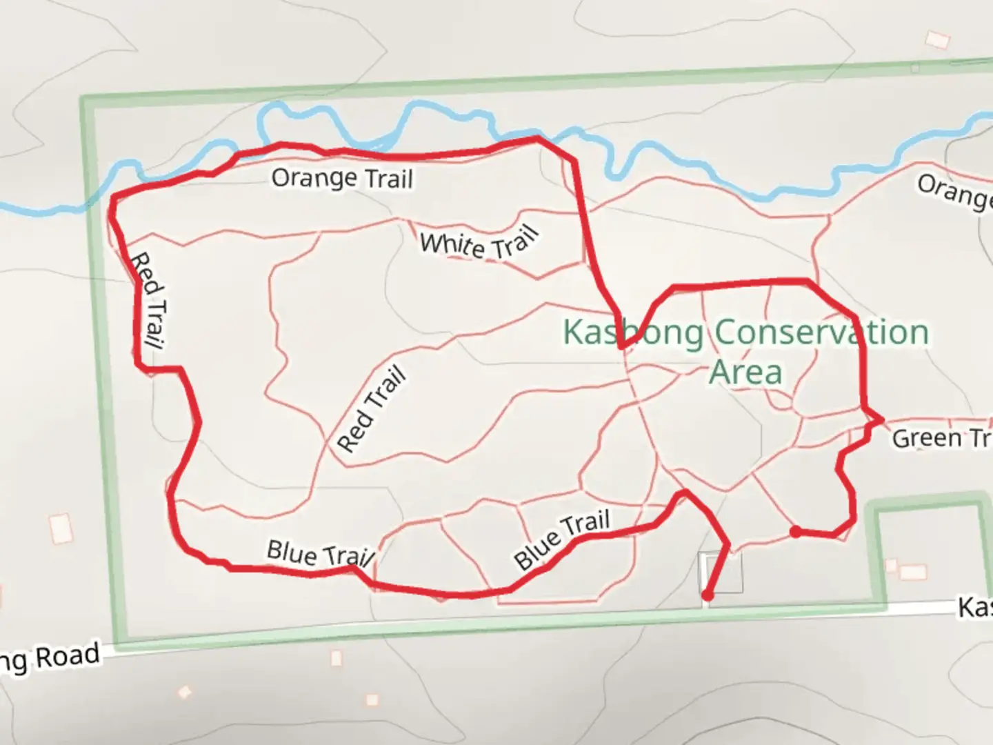 An image depicting the trail Kashong Conservation Area Loop Trail and its surrounding area.