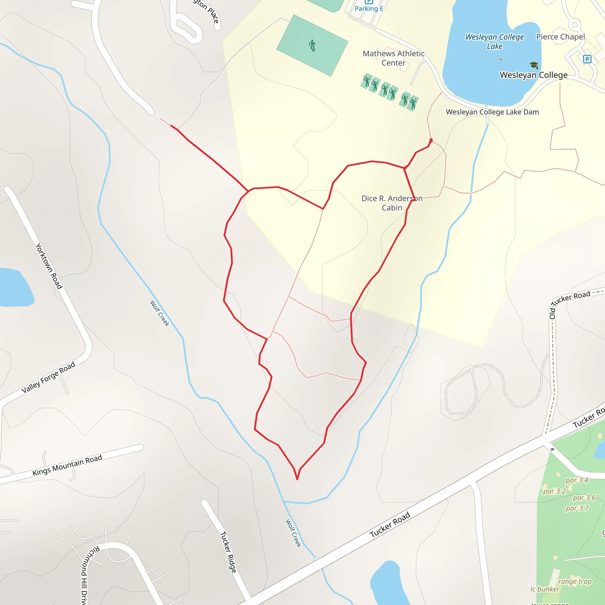 Welson College lake and Wolf Creek Loop mobile static map