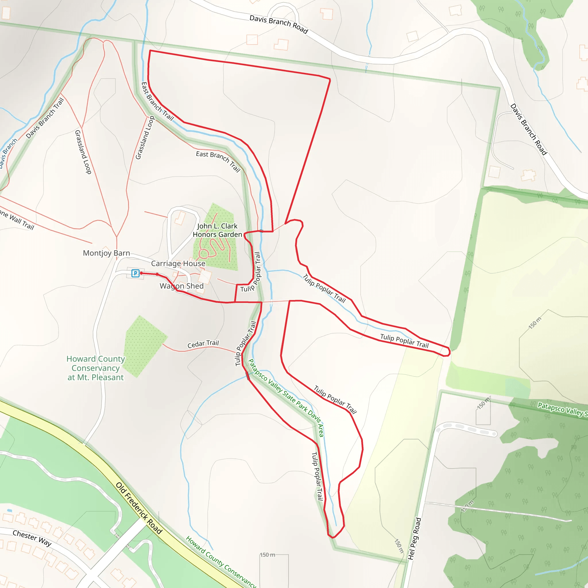 East Branch and Tulip Poplar Trail mobile static map