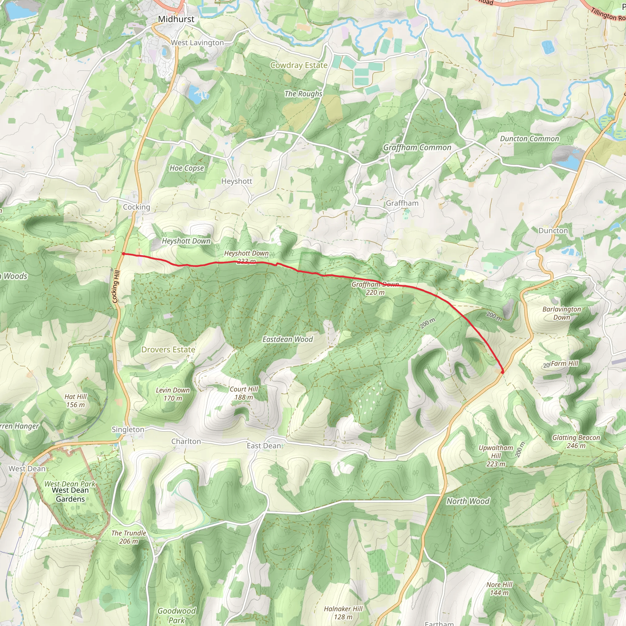 Hilltop - Cocking to Littleton Farm mobile static map