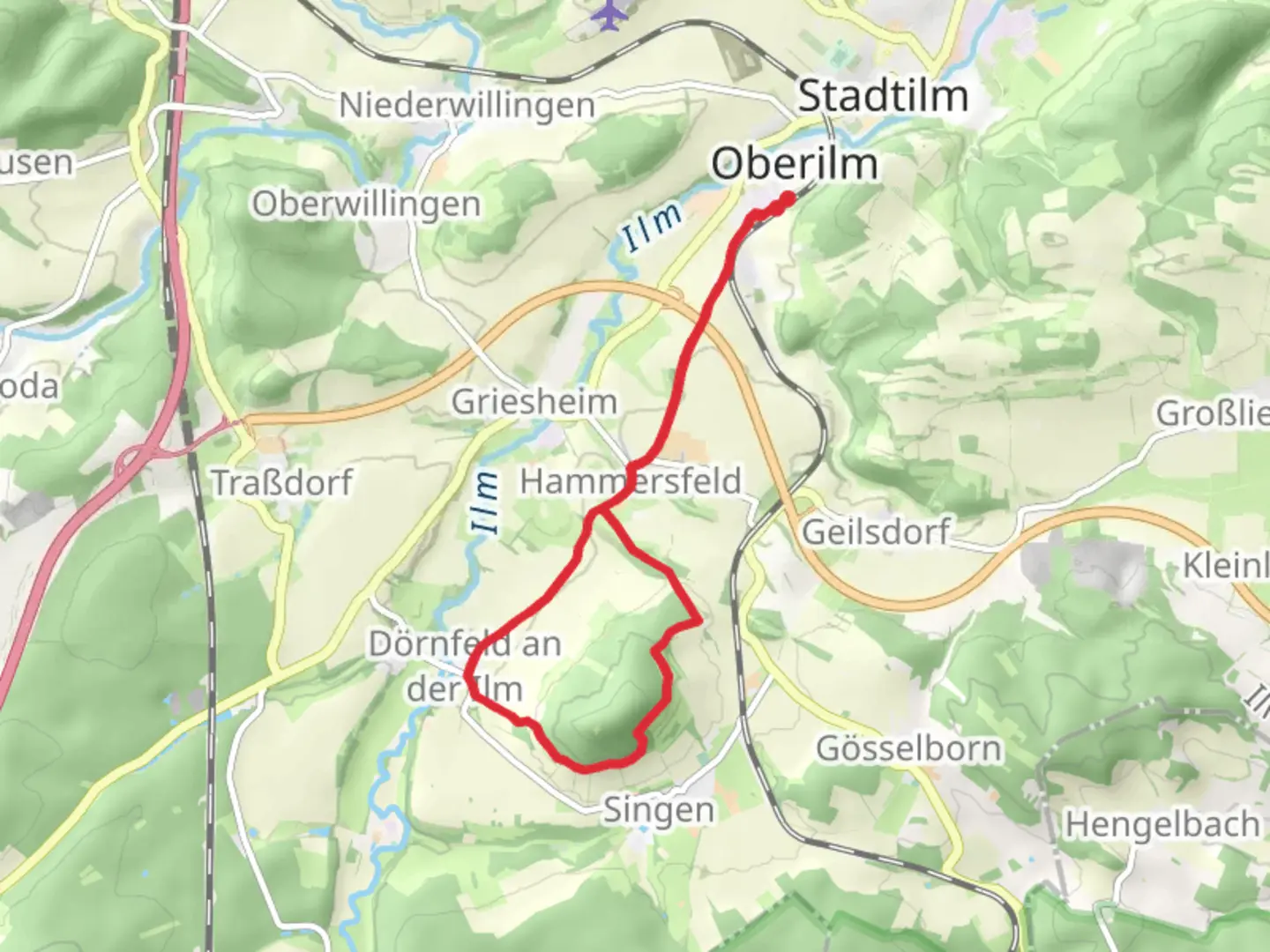 An image depicting the trail Singener Berg Loop and its surrounding area.