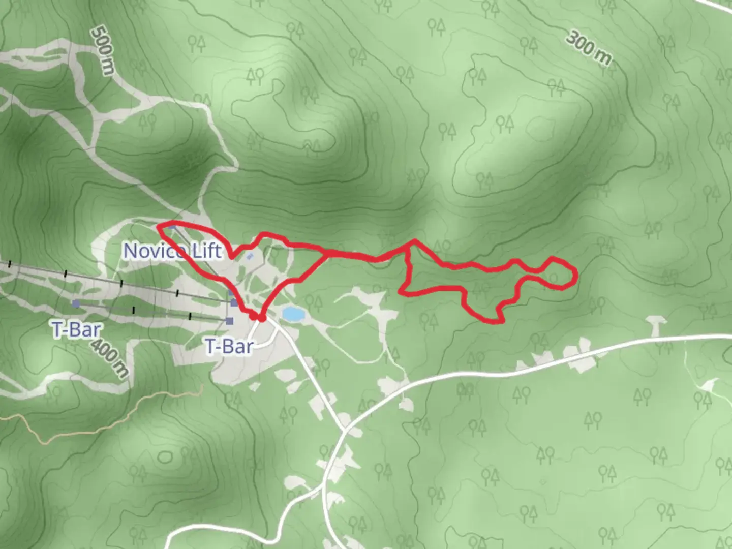 An image depicting the trail Glover Road and Novice Double Loop and its surrounding area.