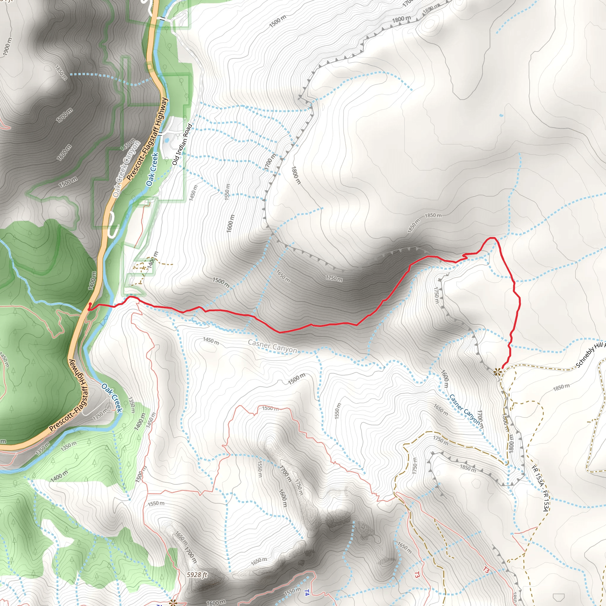 Casner Canyon Trail mobile static map