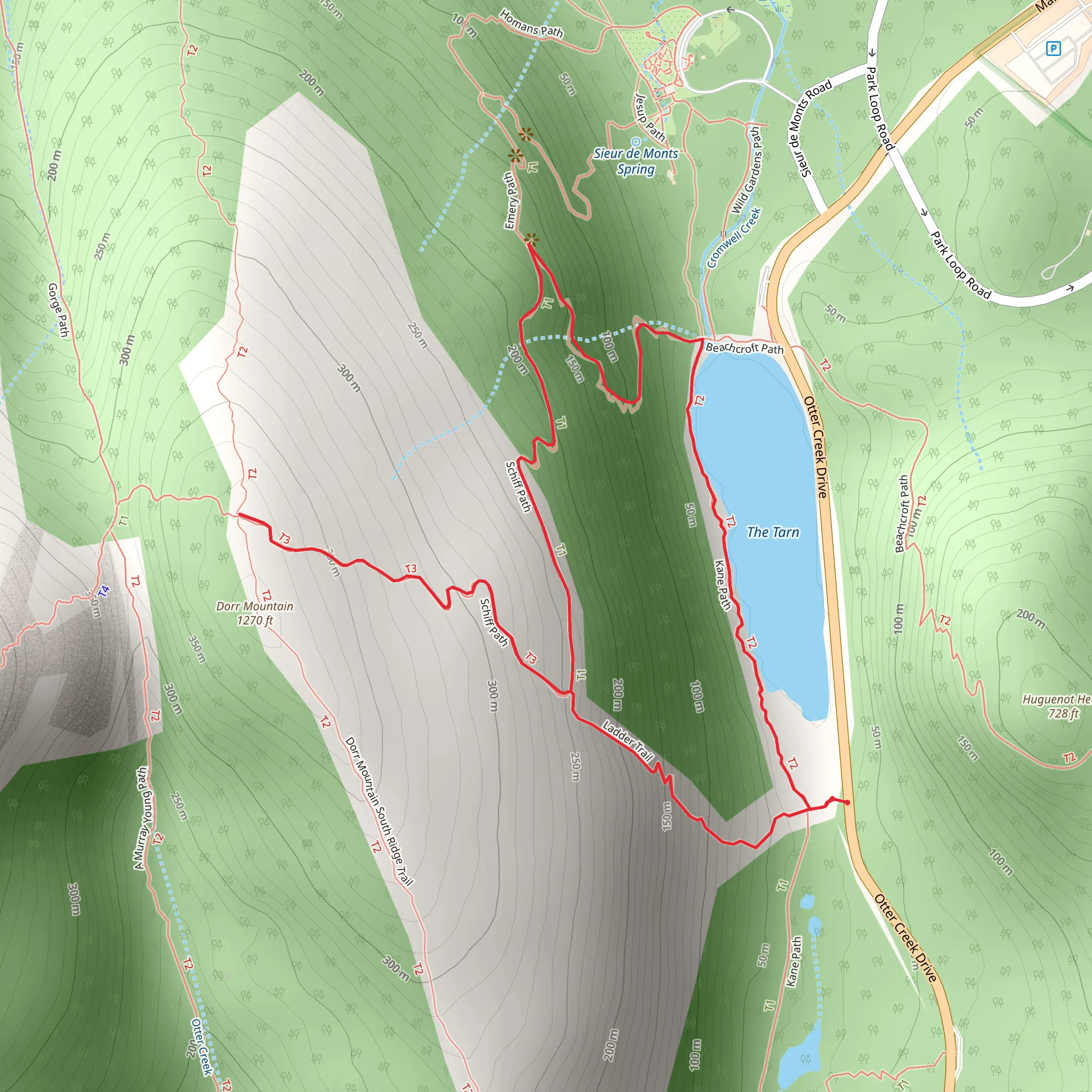 Dorr Mountain Ladder Trail mobile static map