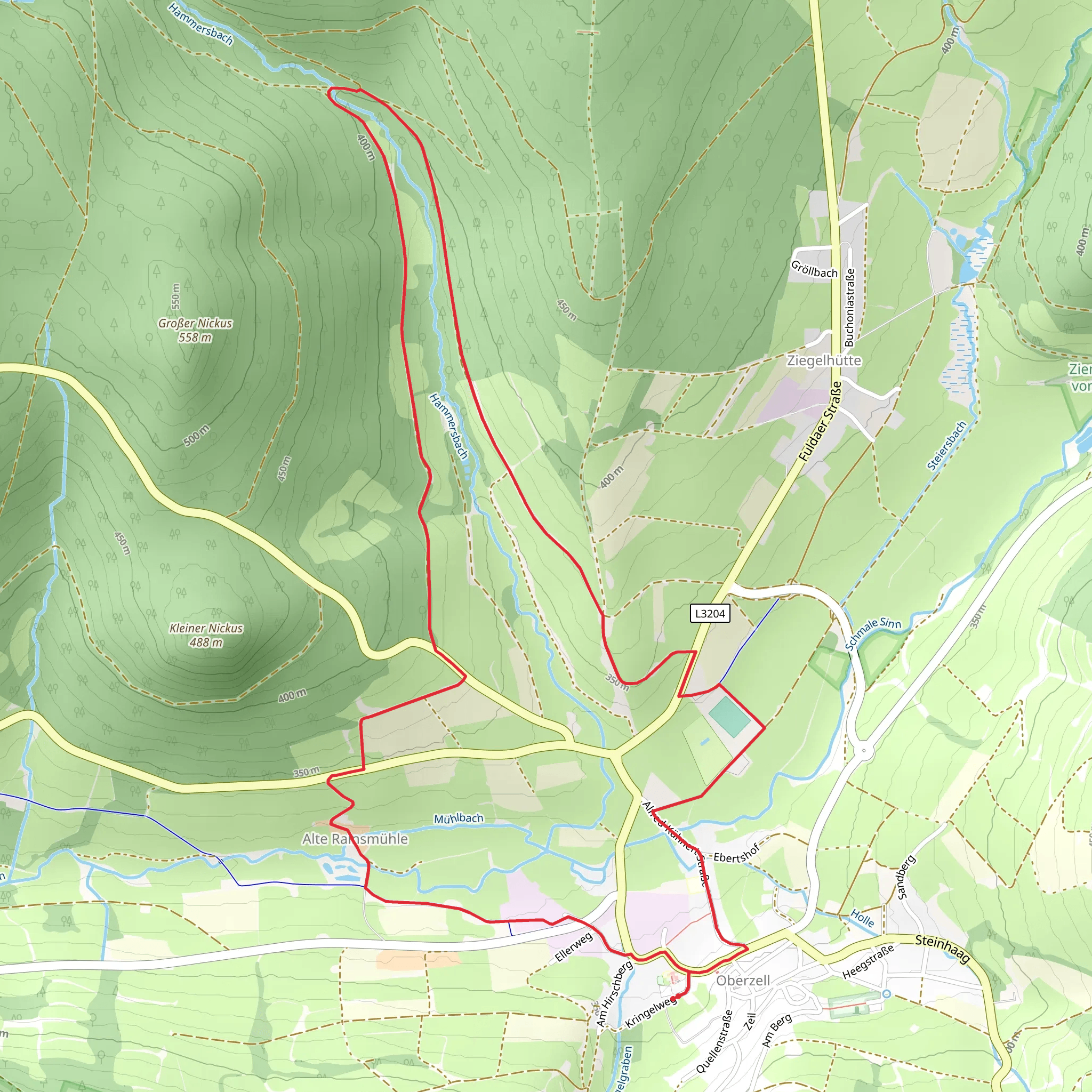 Oberzell Rundwanderweg Hemmersbach mobile static map