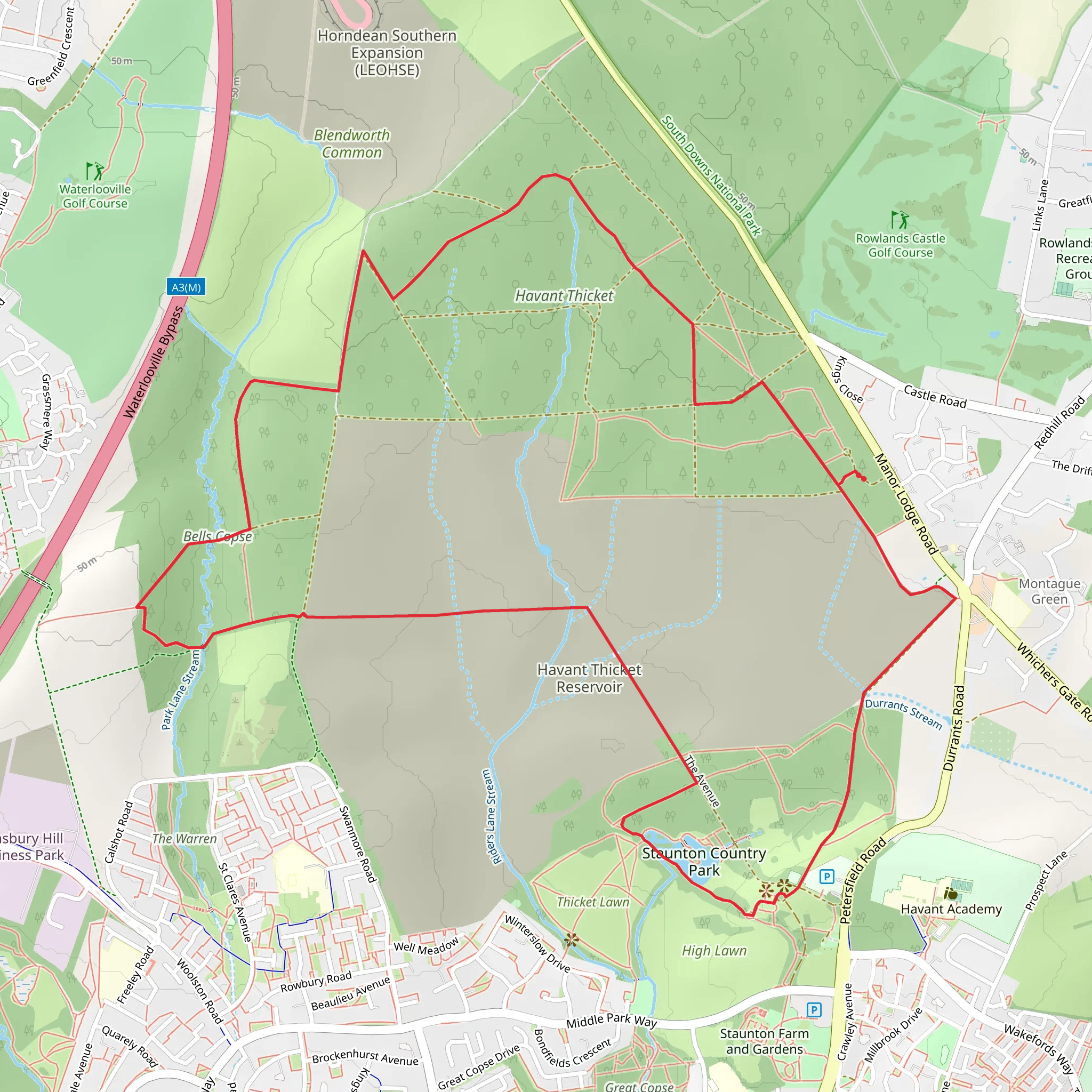 Staunton Country Park Loop mobile static map