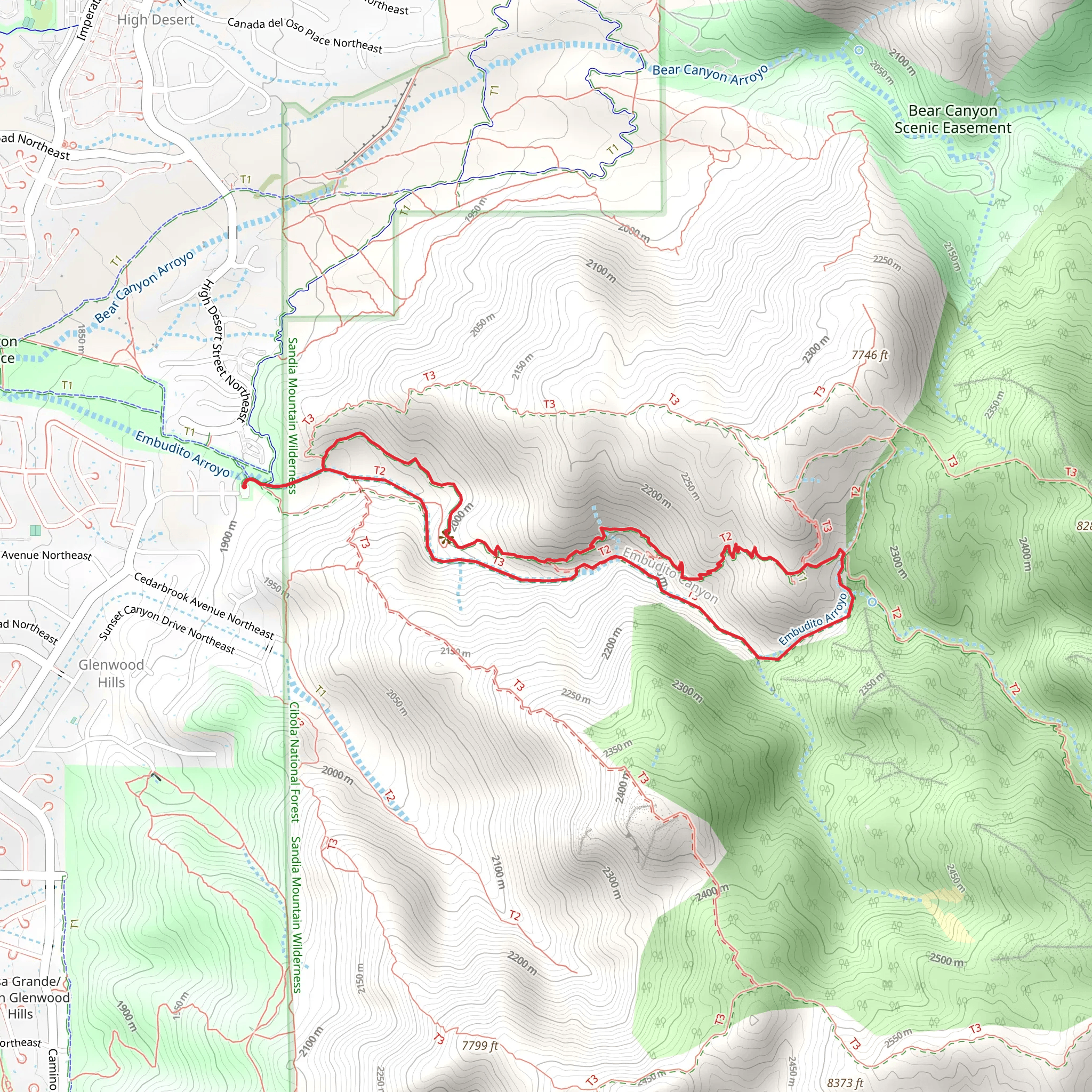 Embudito Arroyo - Embudito Canyon Loop Trail mobile static map