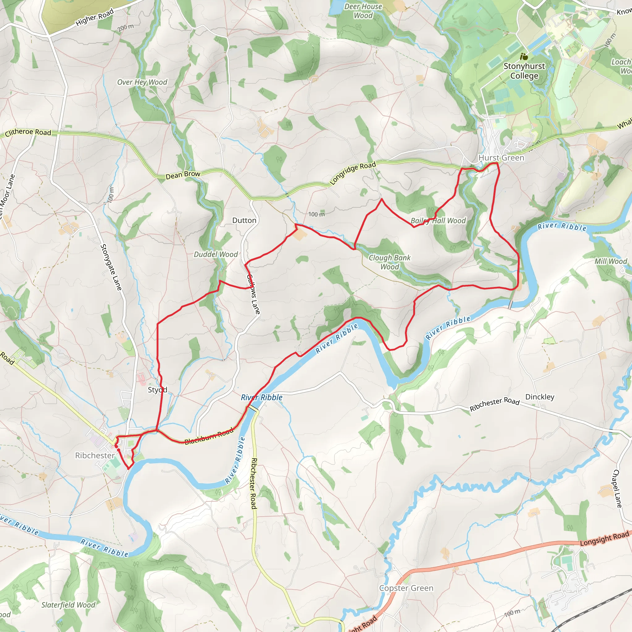 Ribchester Roman Museum and Bailey Hall Wood mobile static map