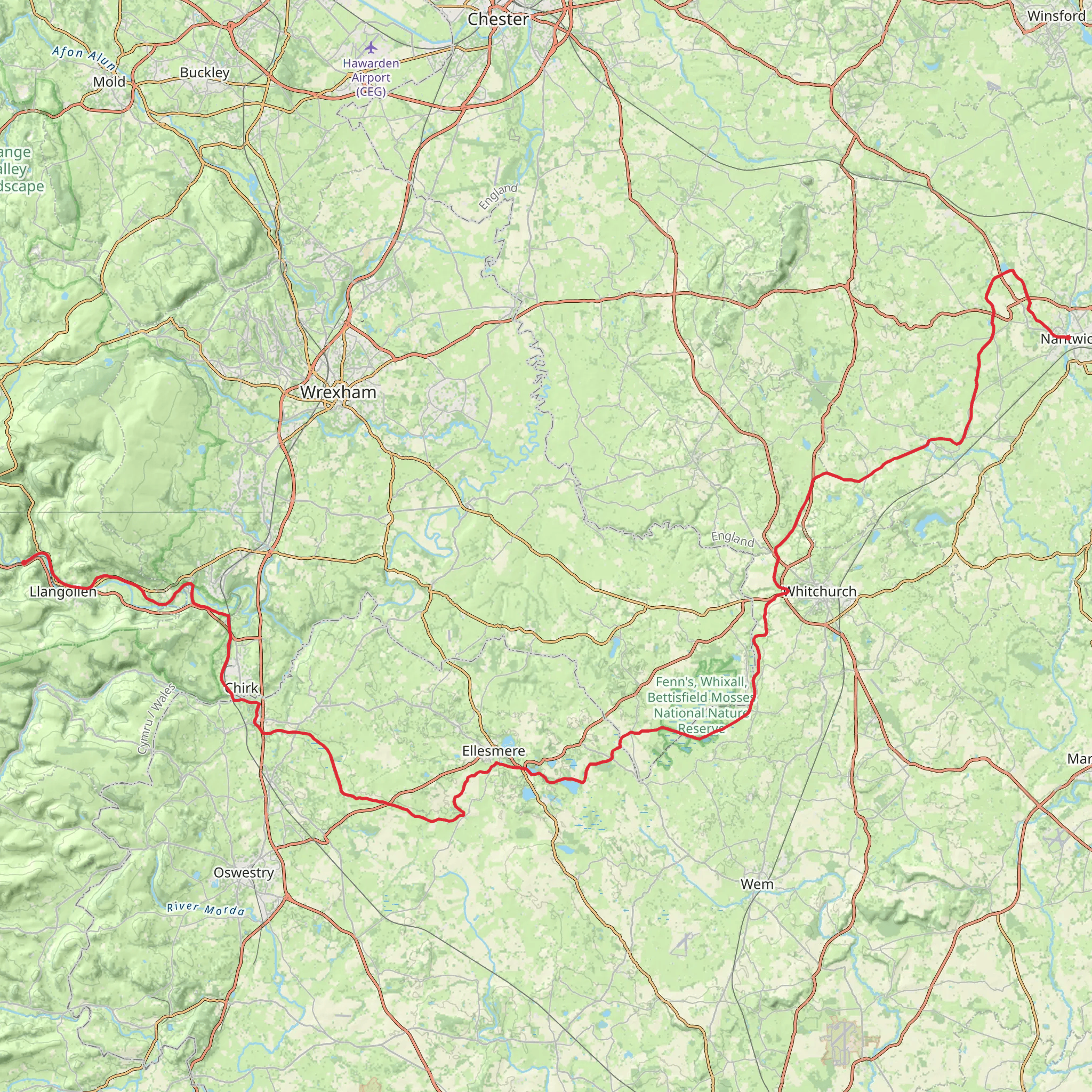 Walk along Llangollen Canal mobile static map