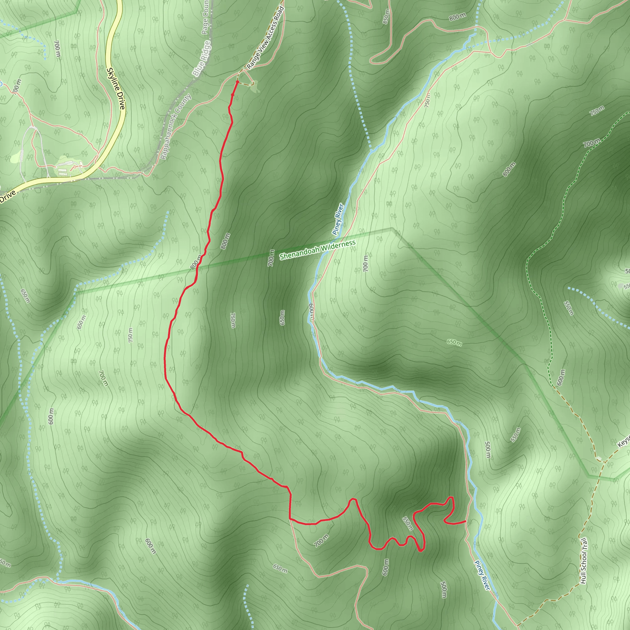 Piney Ridge Trail mobile static map