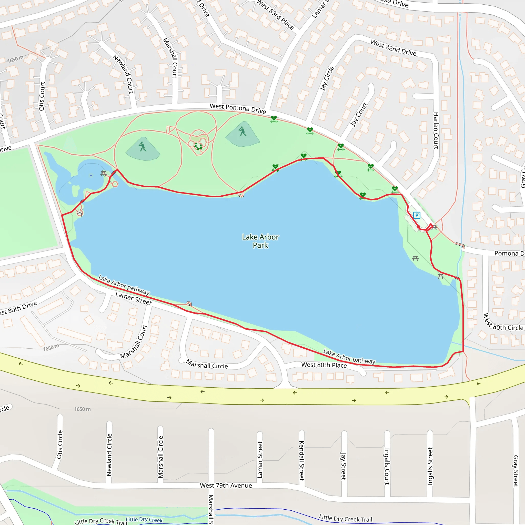 Lake Arbor Park Loop mobile static map
