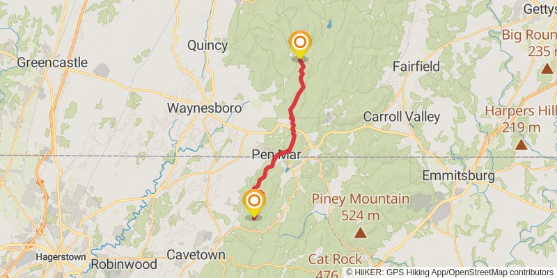 Appalachian Trail Section Hike - Caledonia State Park To Harpers Ferry stage 2 Map