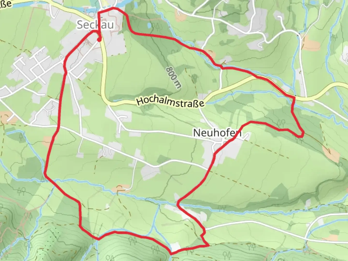 An image depicting the trail 28d-Seckau - Neuhofen Rundwanderweg and its surrounding area.