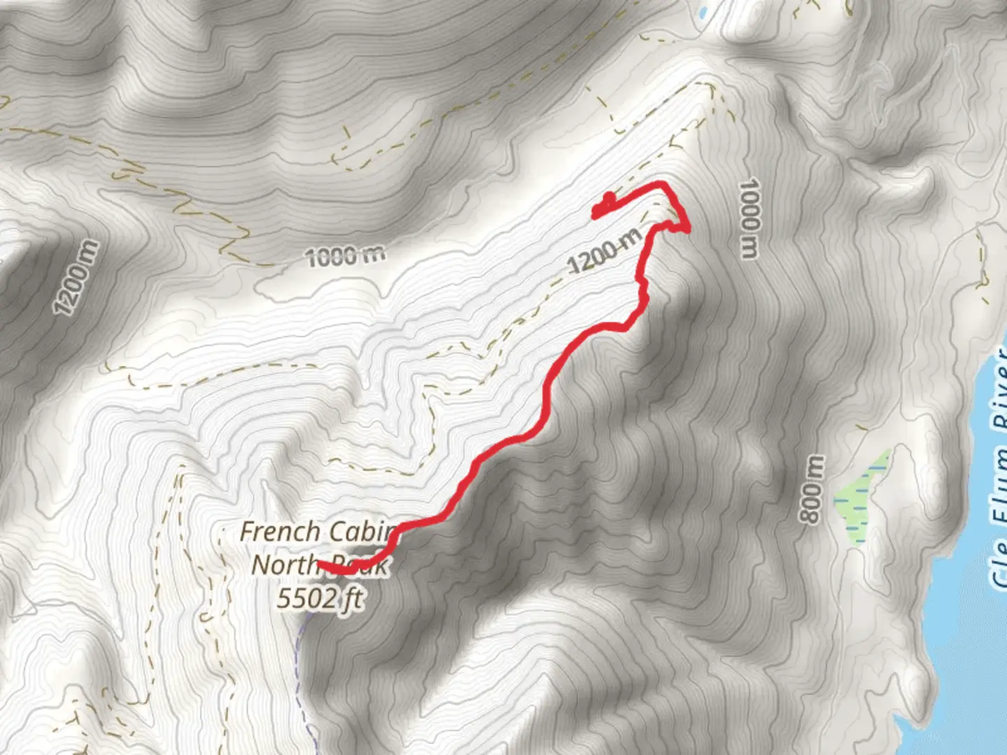 An image depicting the trail French Cabin North Peak via Domerie Peak Trail and its surrounding area.