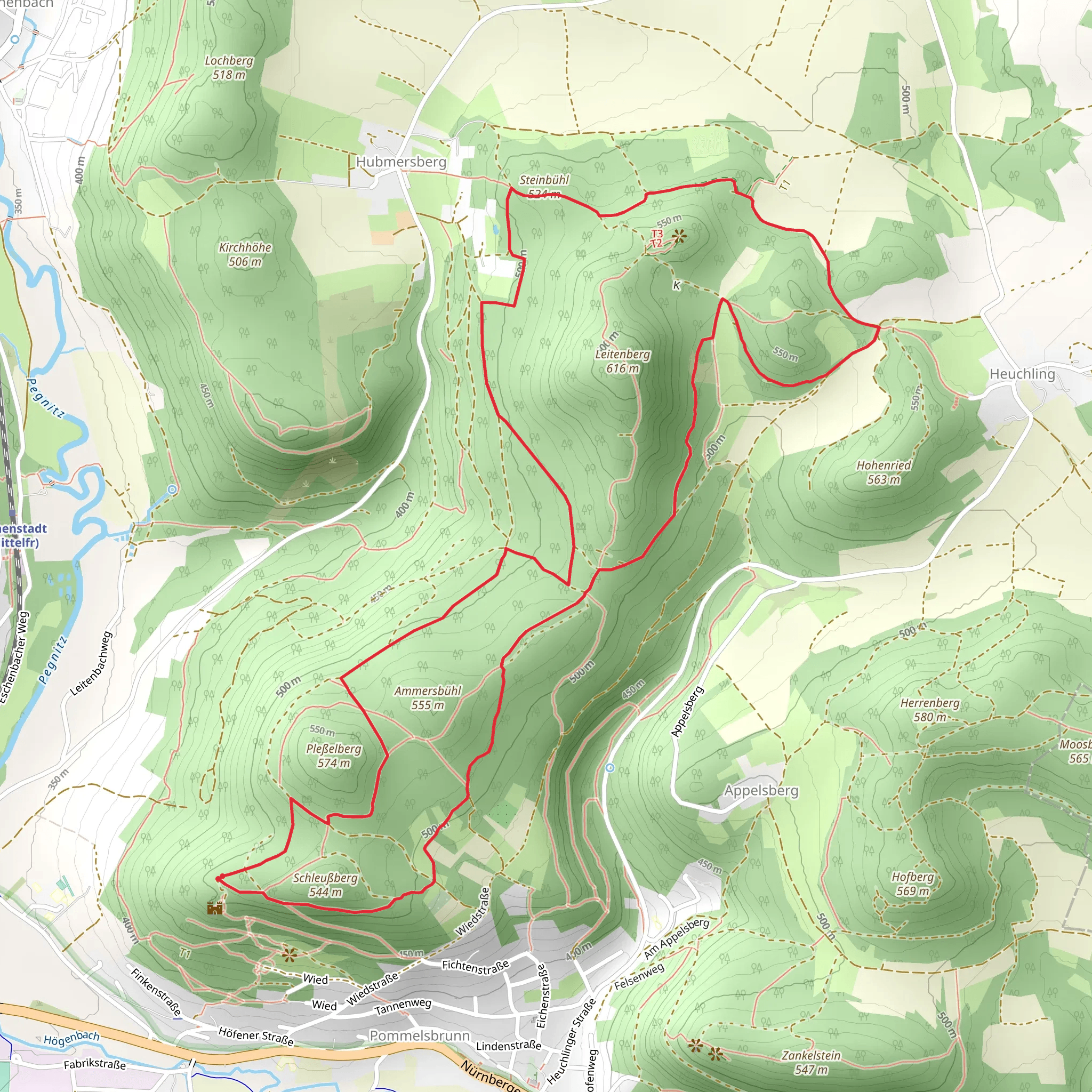 Steinbuehl via Hoehenrundweg mobile static map