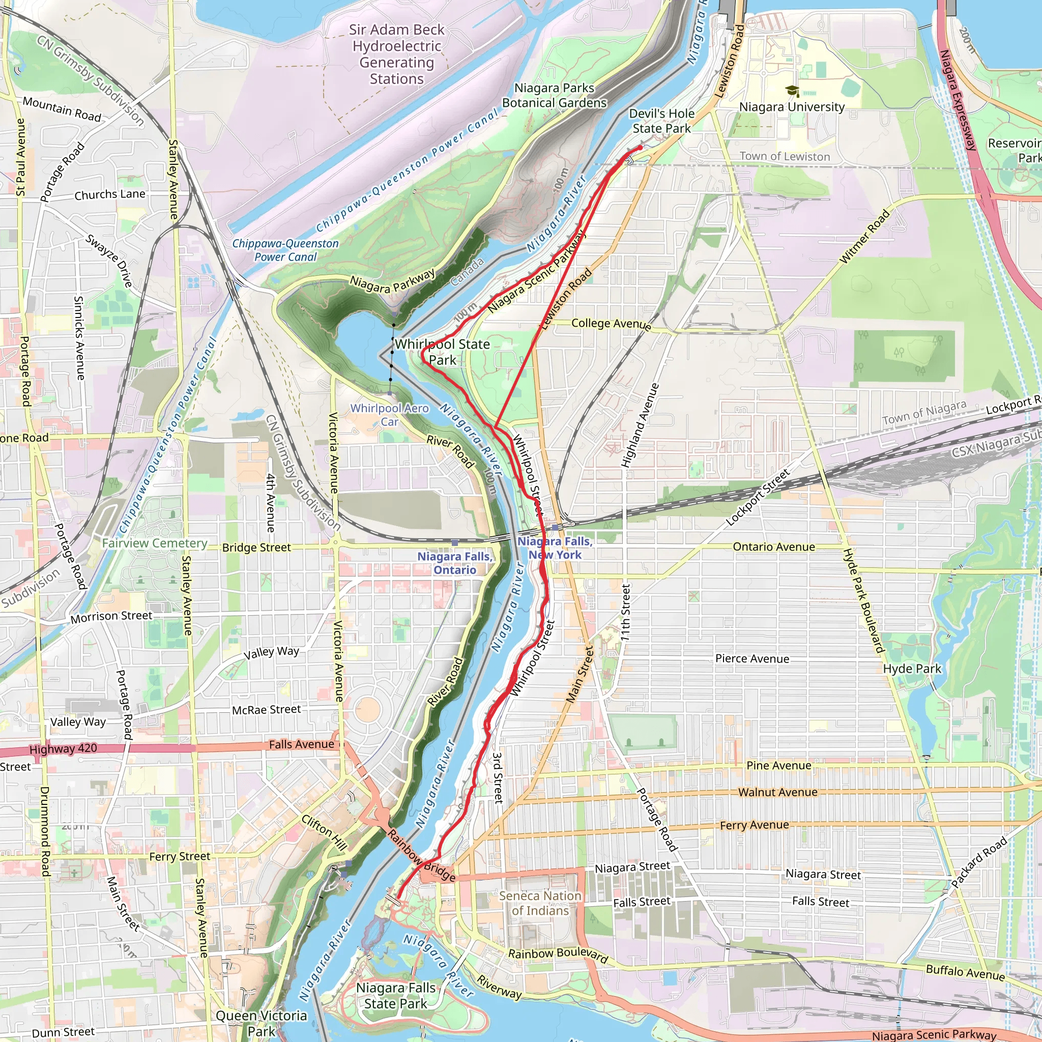Niagara Falls State Parks Trail mobile static map