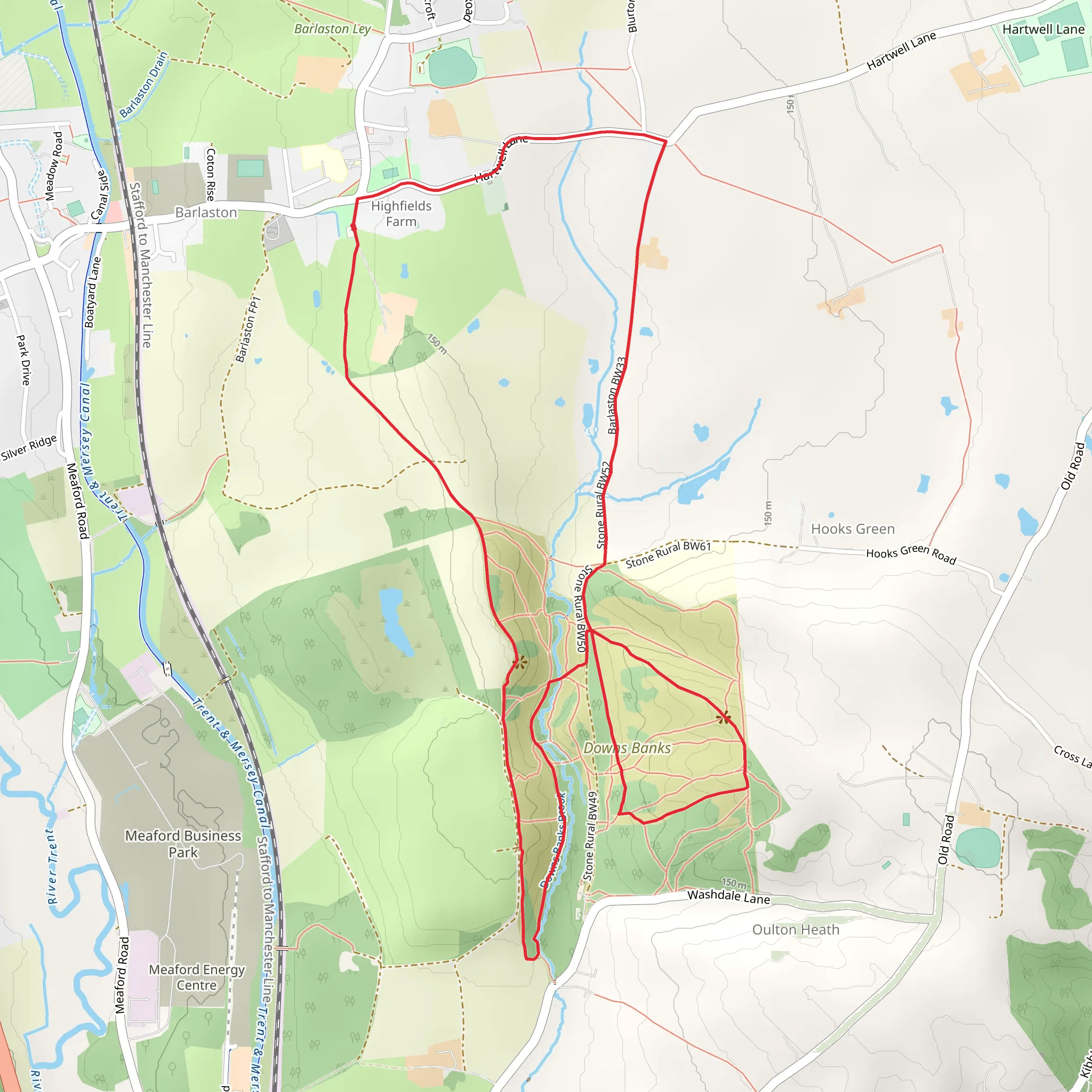 Barlaston Loop via Millennium Topograph mobile static map
