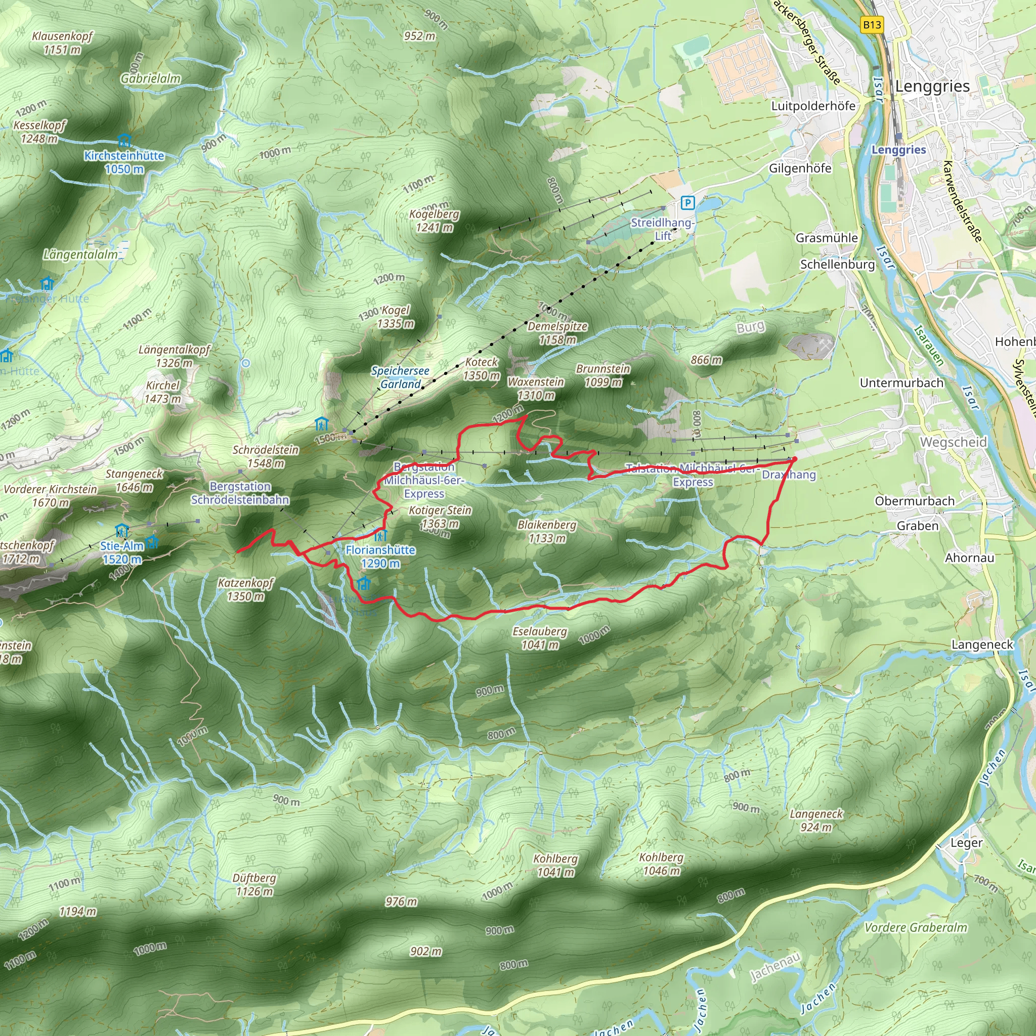 Berggasthaus Kotalm, Florianshütte and Bayern-Hütte Scenic Loop mobile static map