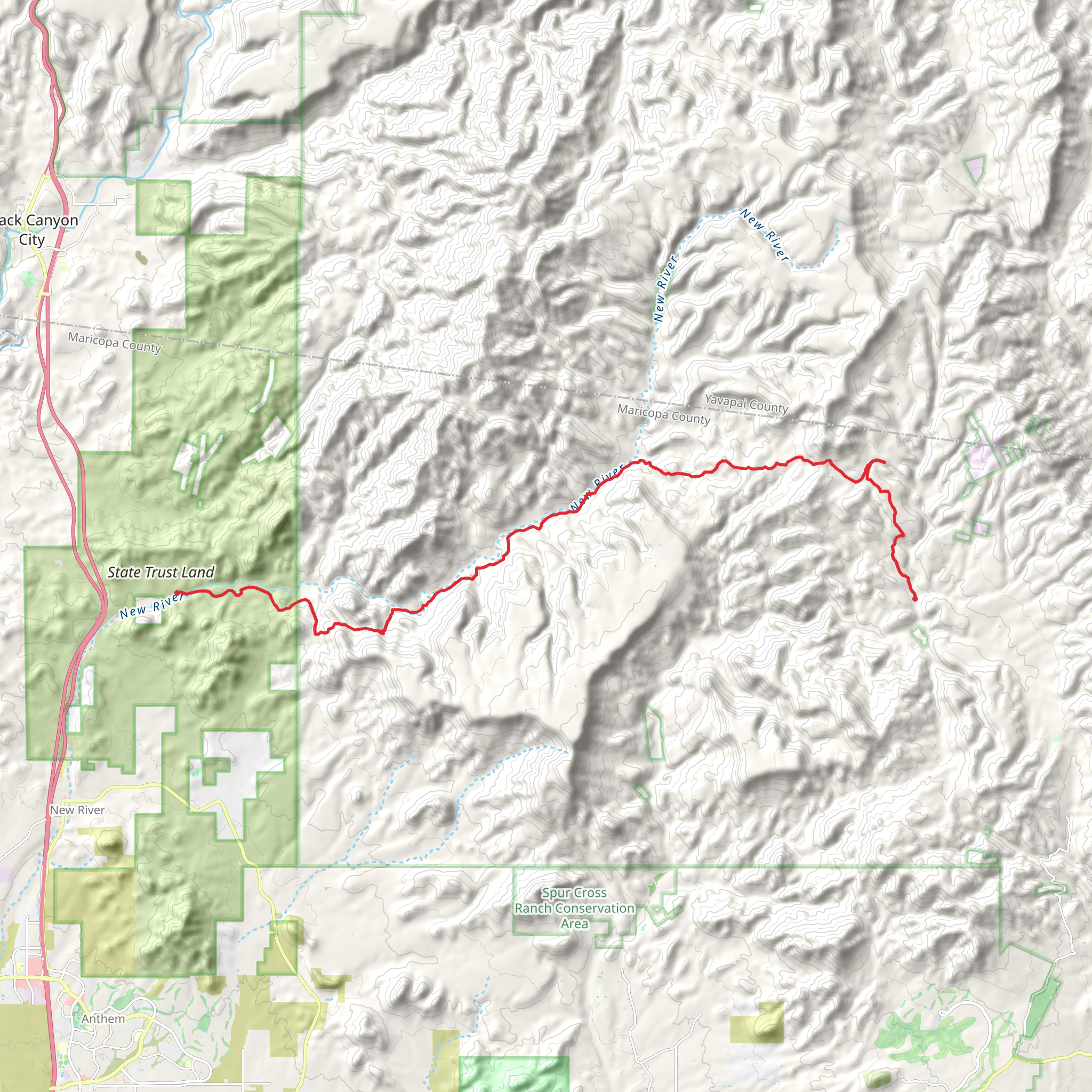 New River, Monument Mountain and Magazine Mesa mobile static map