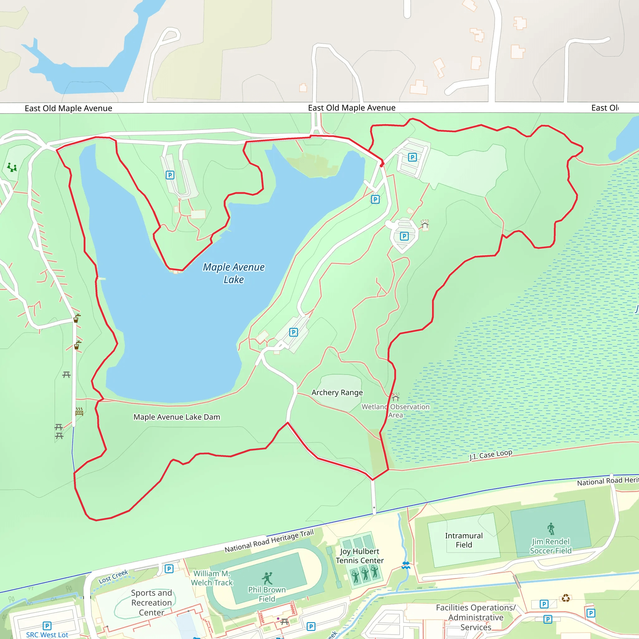 Hawthorn Park and Maple Avenue Lake Loop mobile static map