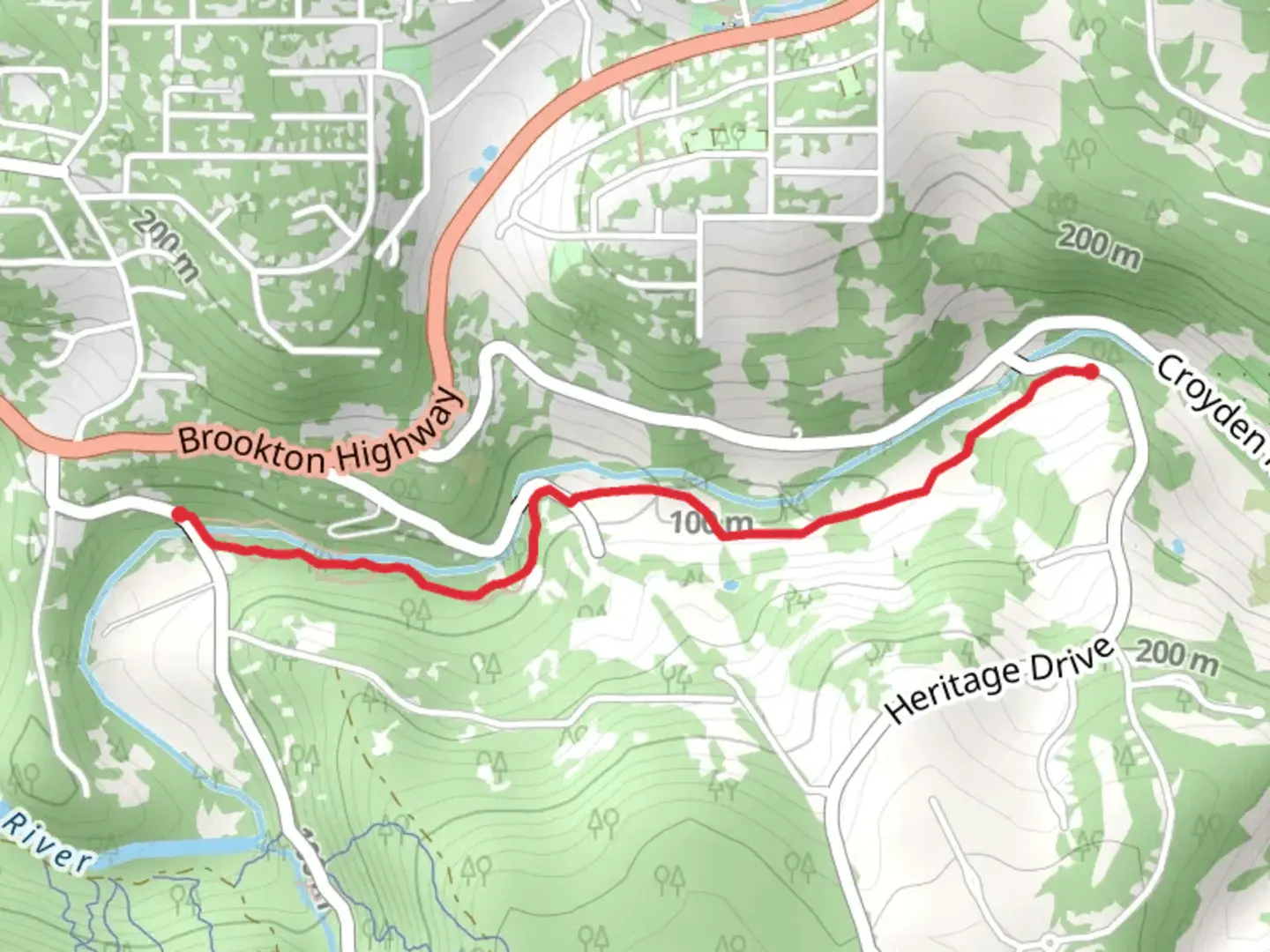 An image depicting the trail Roley Pools Heritage Walk and its surrounding area.