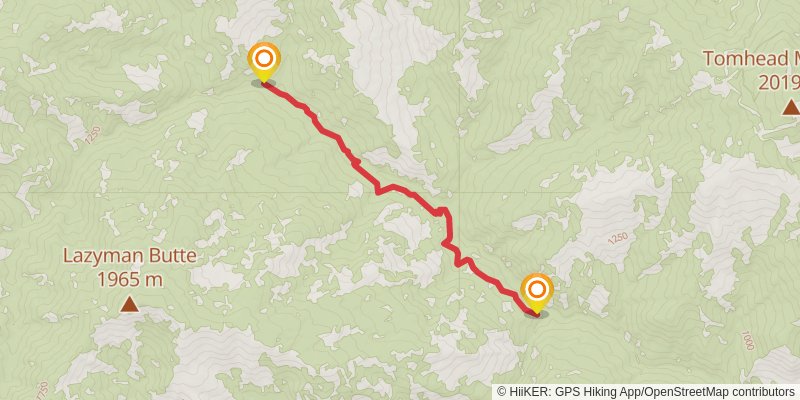 South Fork Cottonwood Creek via Cold Fork Ridge Trail stage 3 Map