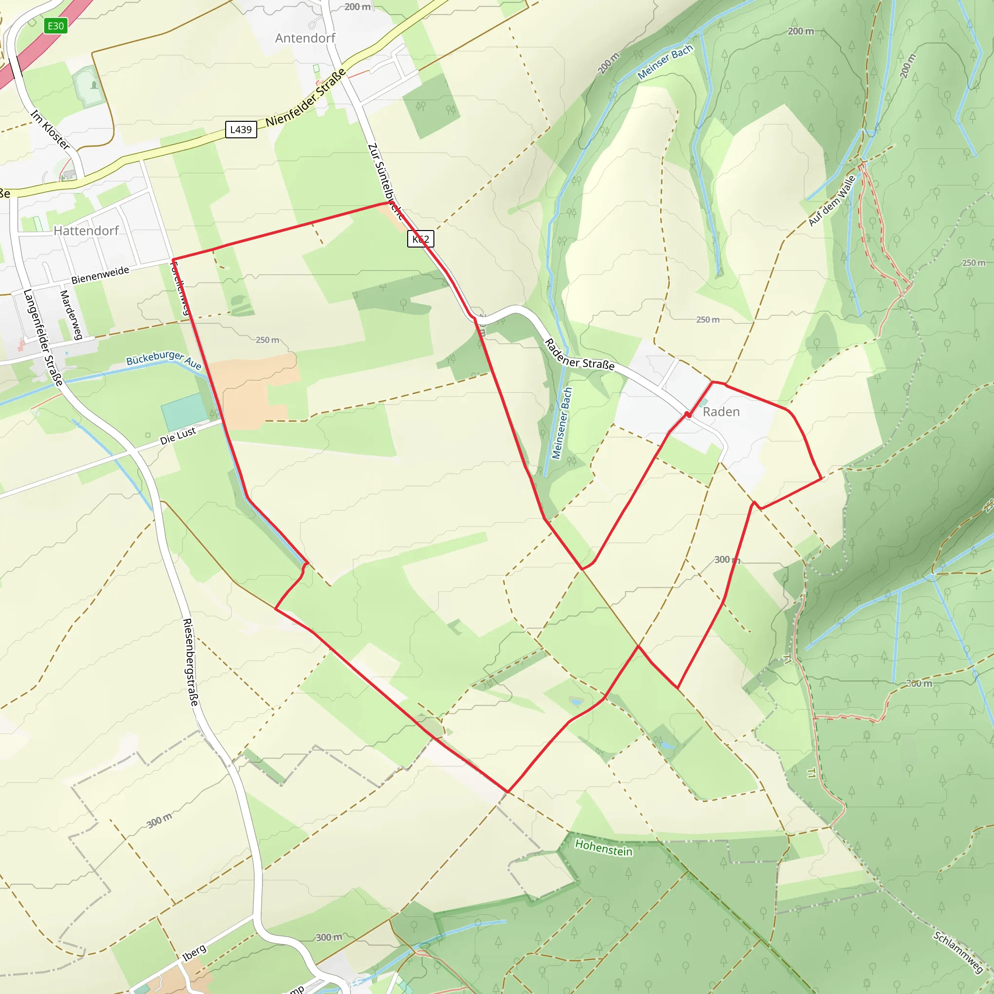 Dachtelfeldweg X12 and AU2 Rundwanderweg Auetal 2 mobile static map