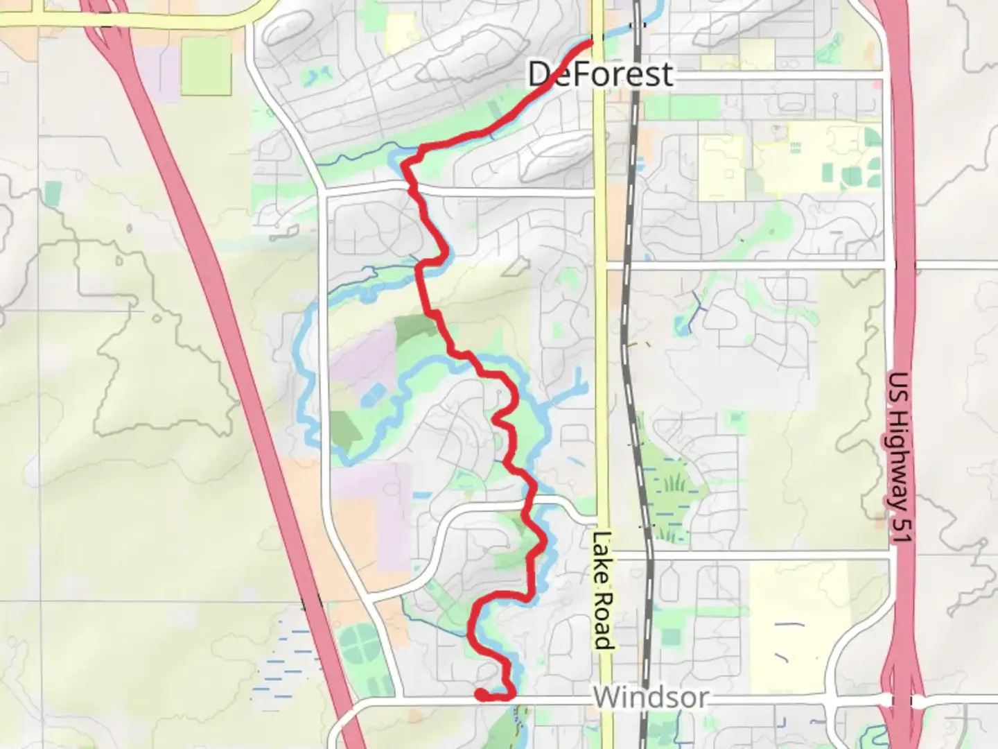 An image depicting the trail Upper Yahara River Trail from Sunfish Pond and its surrounding area.