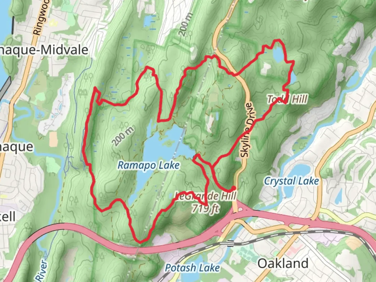 An image depicting the trail Wanaque Ridge Trail and Todd Trail Loop and its surrounding area.