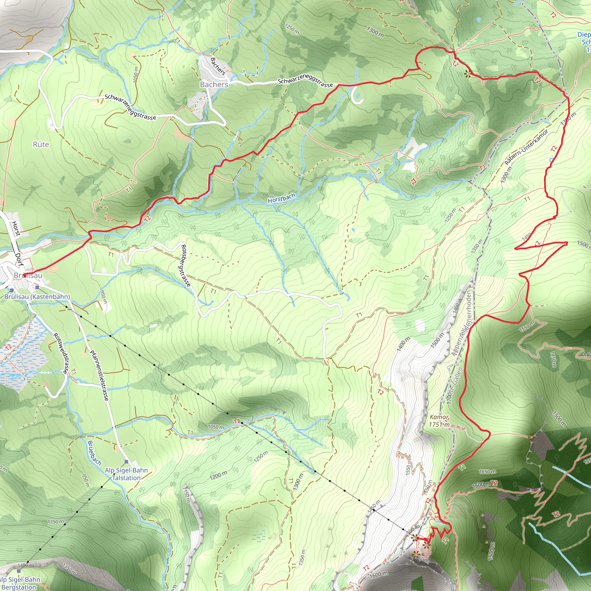 Hoher Kasten - Resspass - Brülisau mobile static map