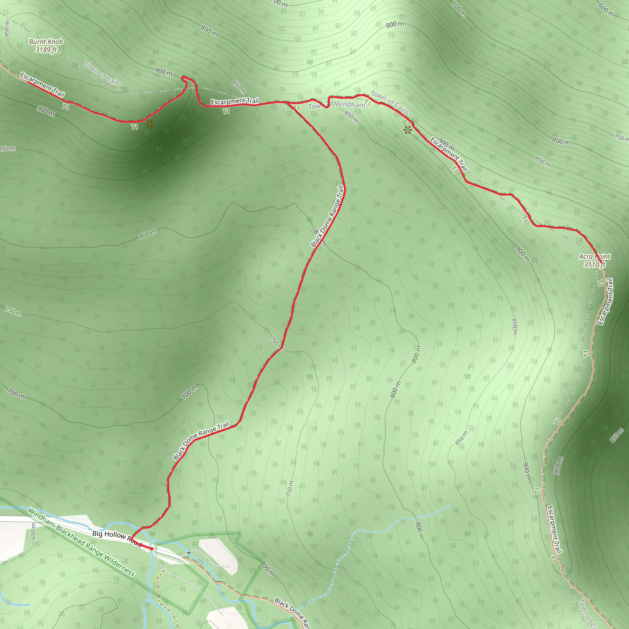 Burnt Knob and Acra Point via Black Dome Range Trail mobile static map