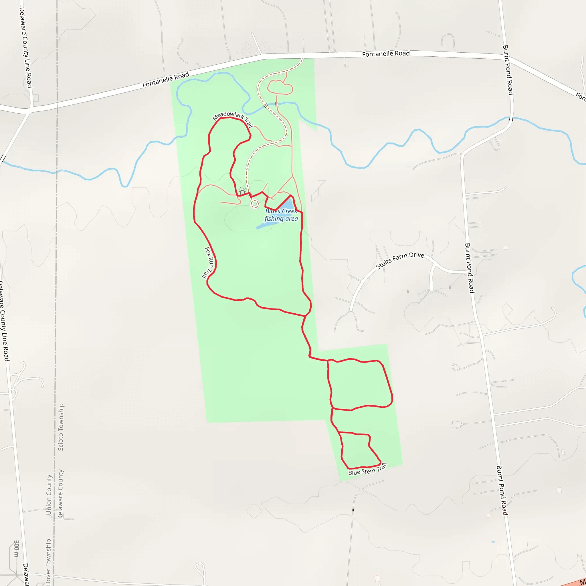 Blues Creek Park Loop mobile static map
