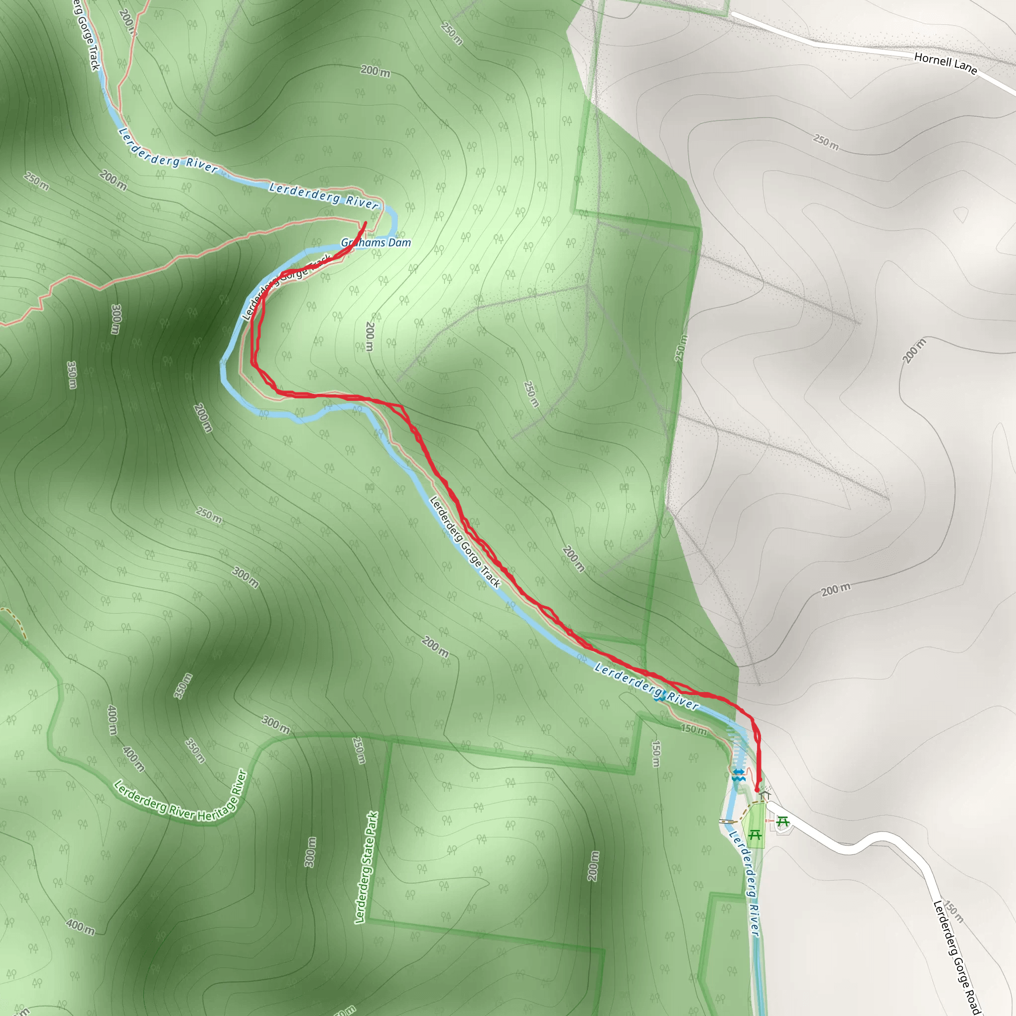 Lerderderg Gorge Walk to Grahams Dam Trail mobile static map