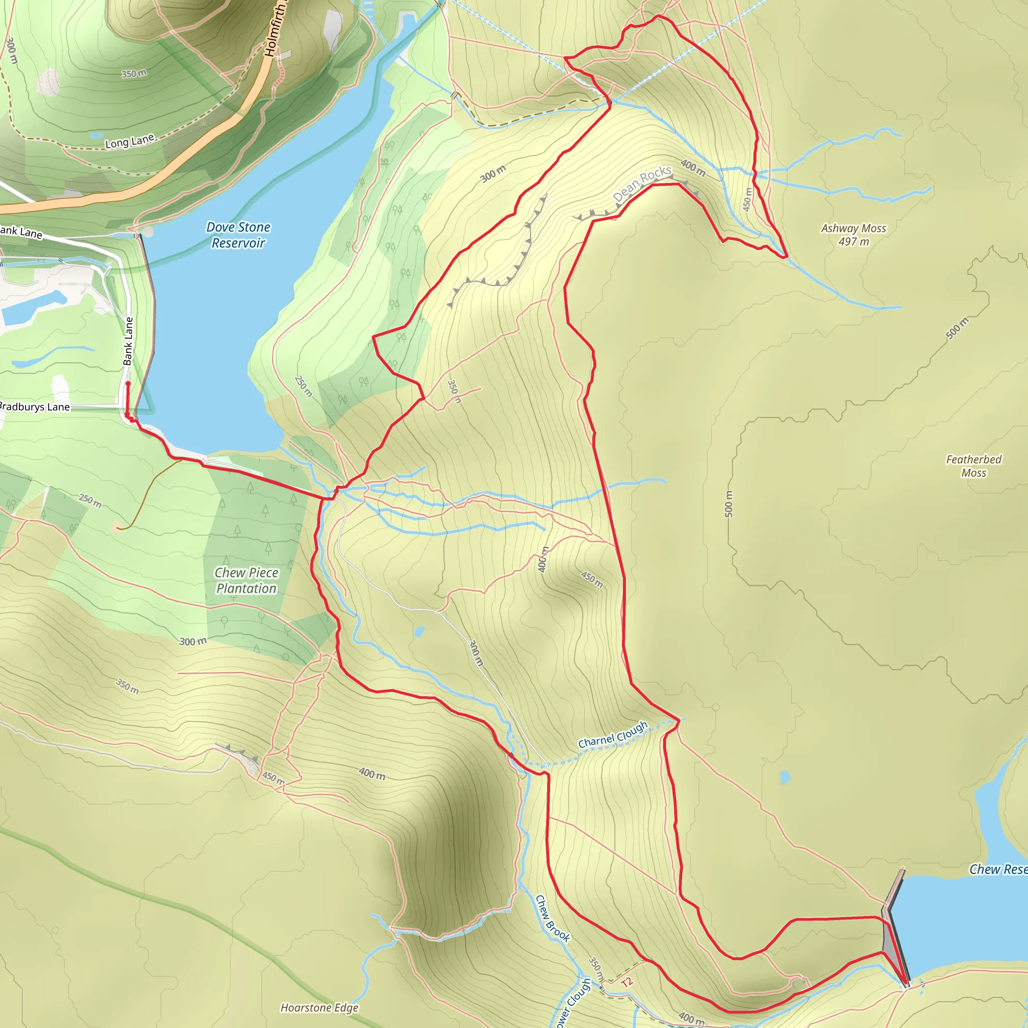 Dovestone and Chew Reservoir Loop via Oldham Way mobile static map