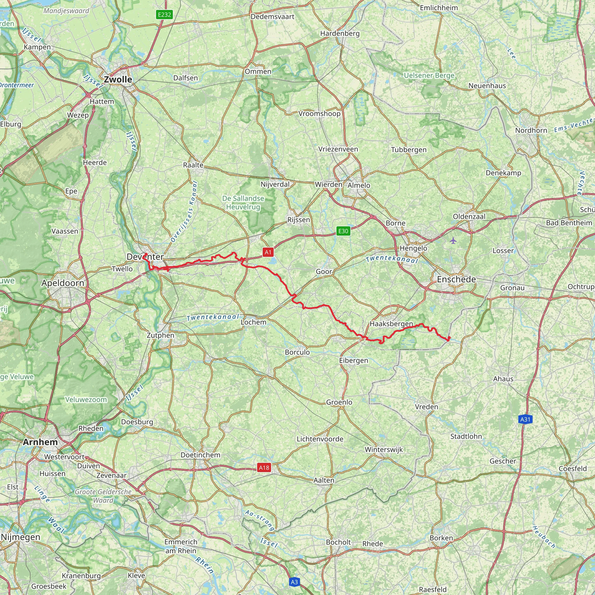 Gerwinghook to Deventer via der Galgenbuetten and Looweg mobile static map