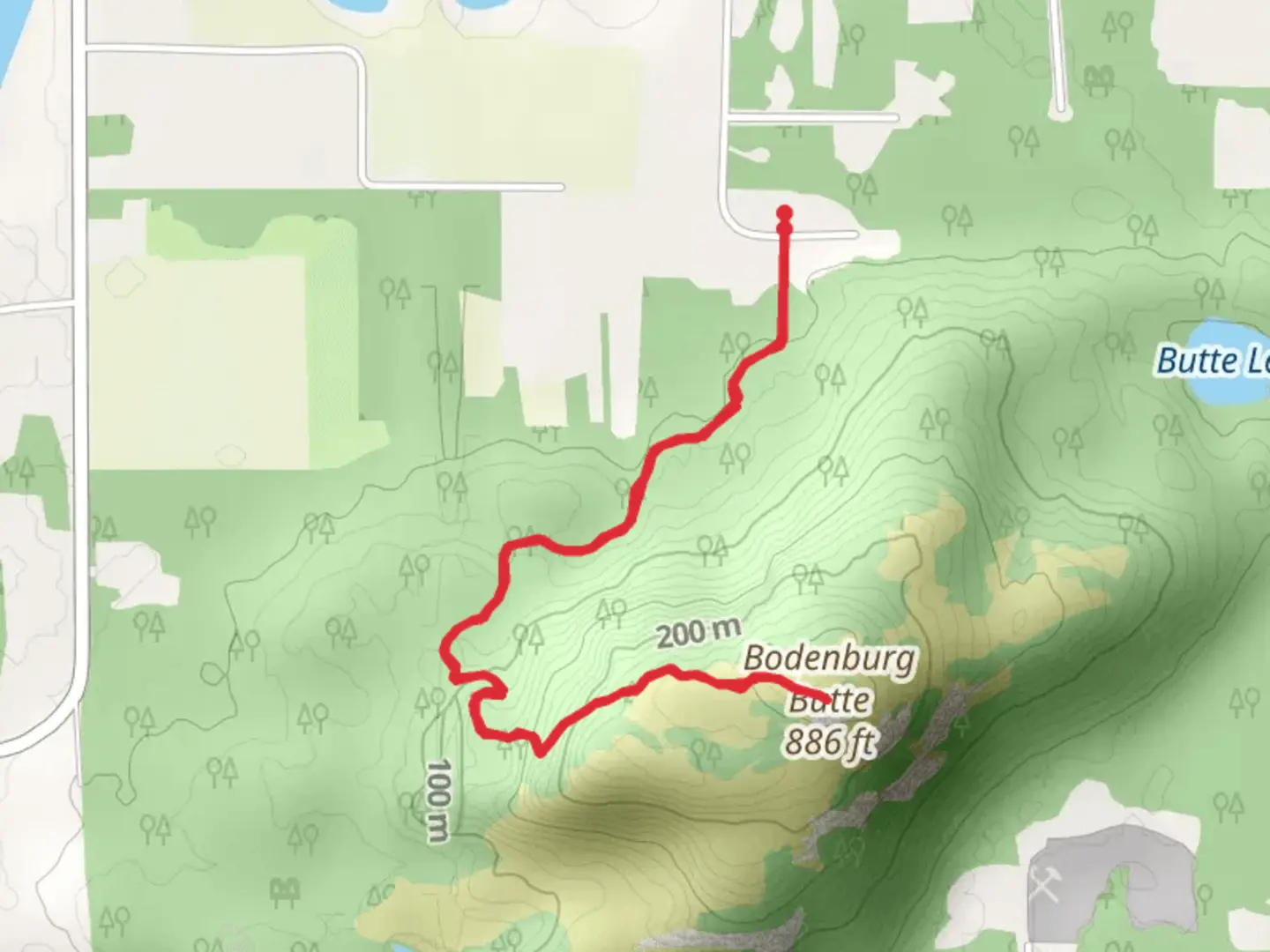 An image depicting the trail Bodenburg Butte via West Butte Trail and its surrounding area.