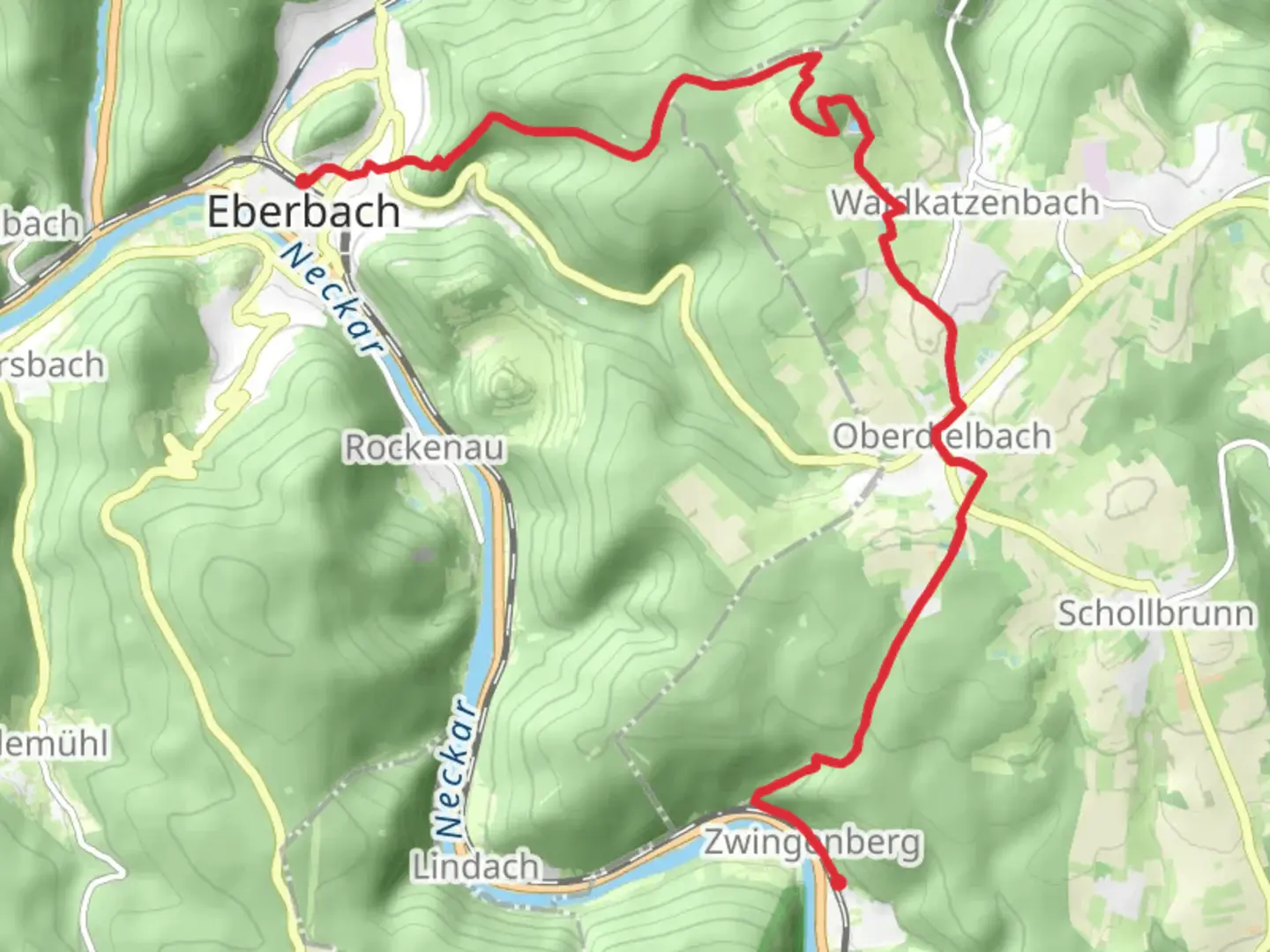 An image depicting the trail Zwingenberg to Eberbach Walk and its surrounding area.