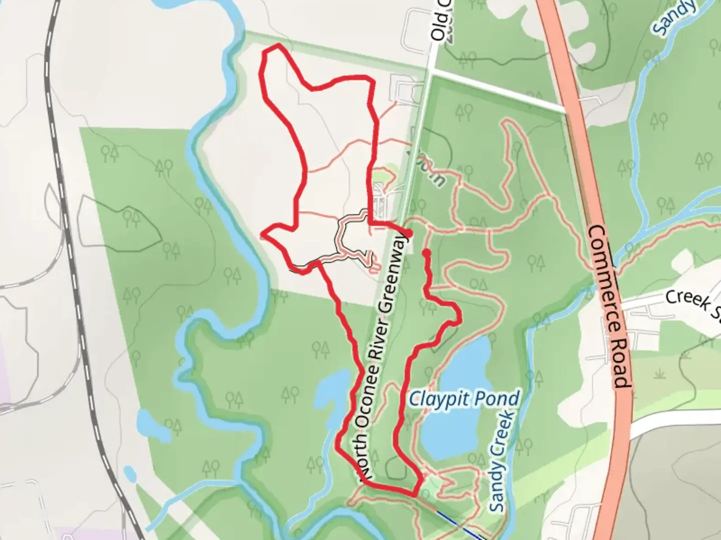 An image depicting the trail North Oconee River Loop and its surrounding area.