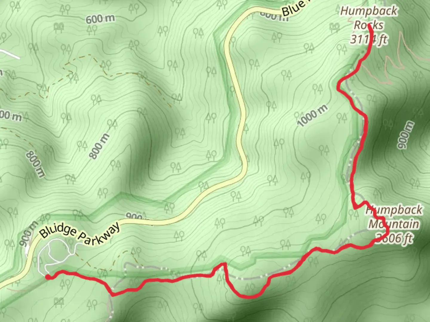 An image depicting the trail Humpback Mountain and Rocks via Appalachian Trail and its surrounding area.