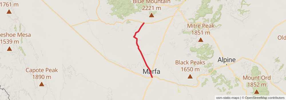 American Perimeter Trail - Texas Primary stage 20 Map