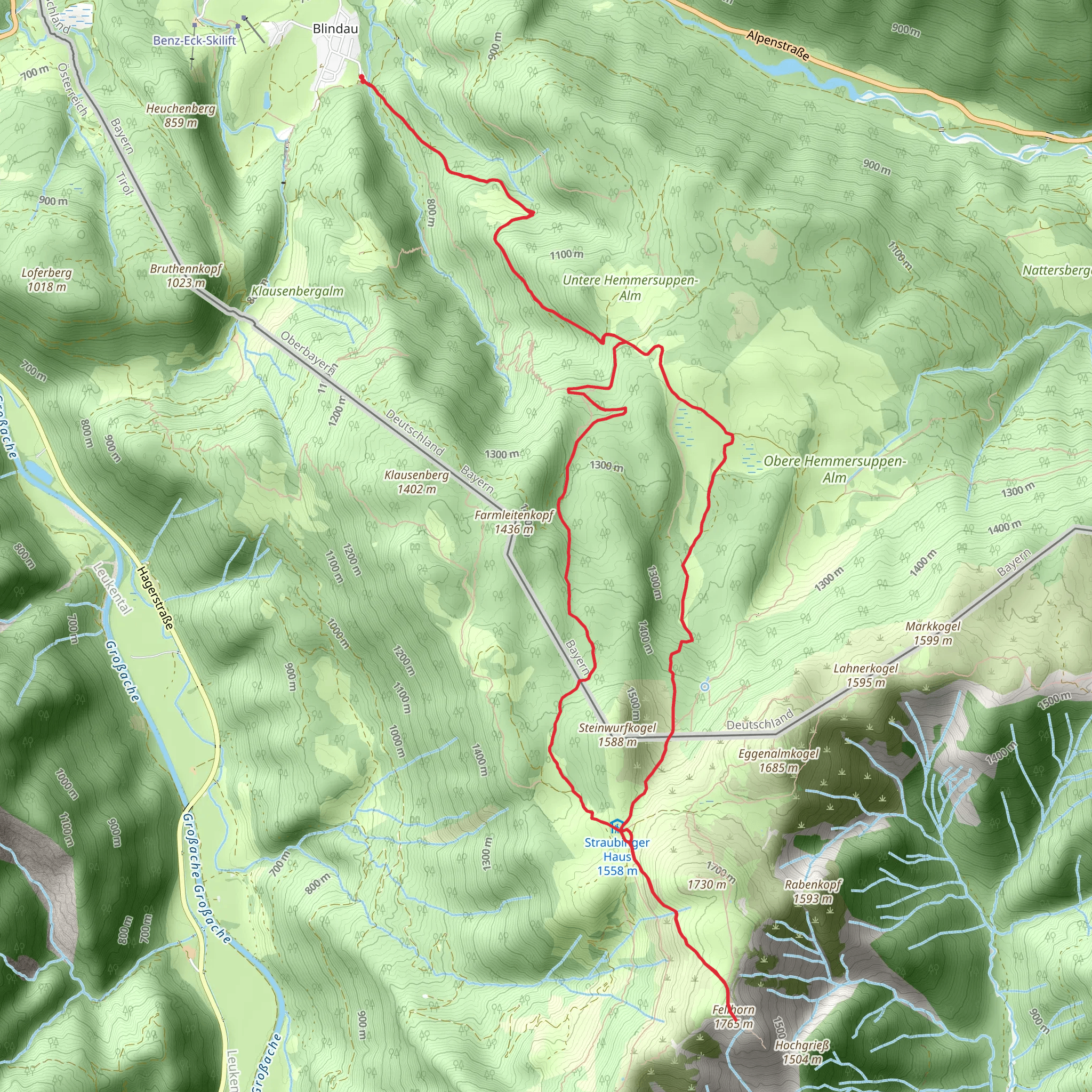 Fellhorn Loop via Hindenburghutte mobile static map