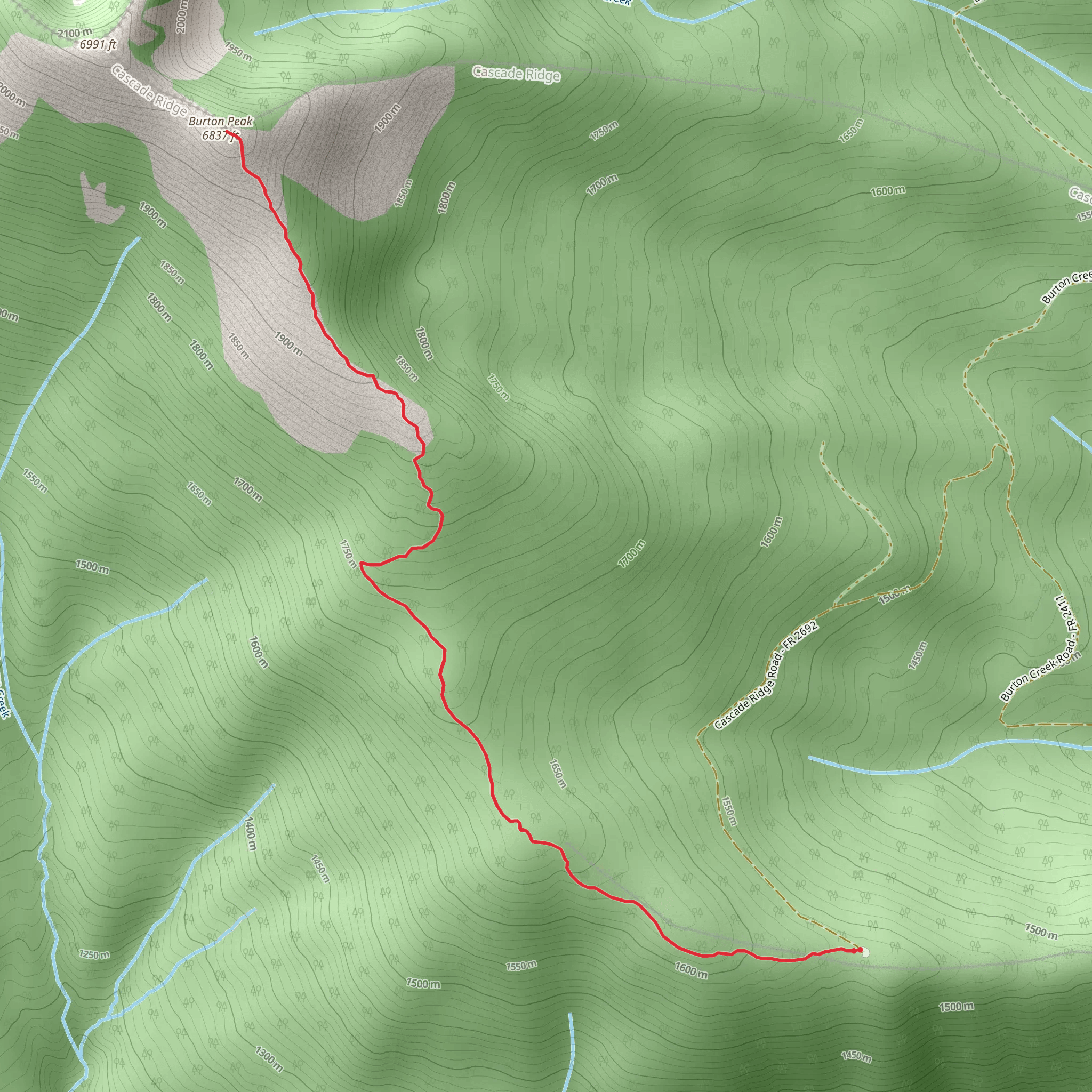 Burton Peak mobile static map